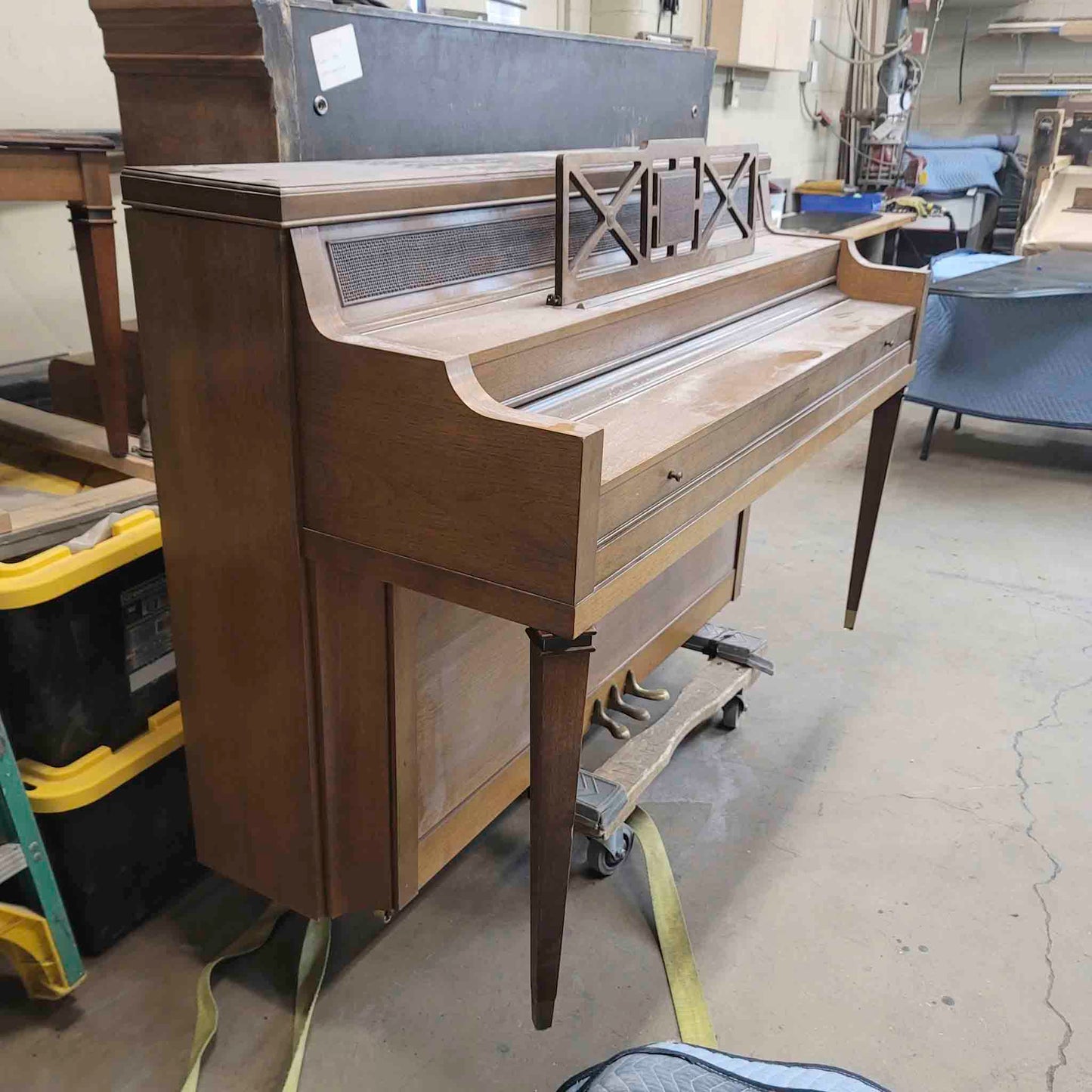 CURRENT SHOP WORK - 1967 Everett 41" Wood Finish Commissioned Console Piano