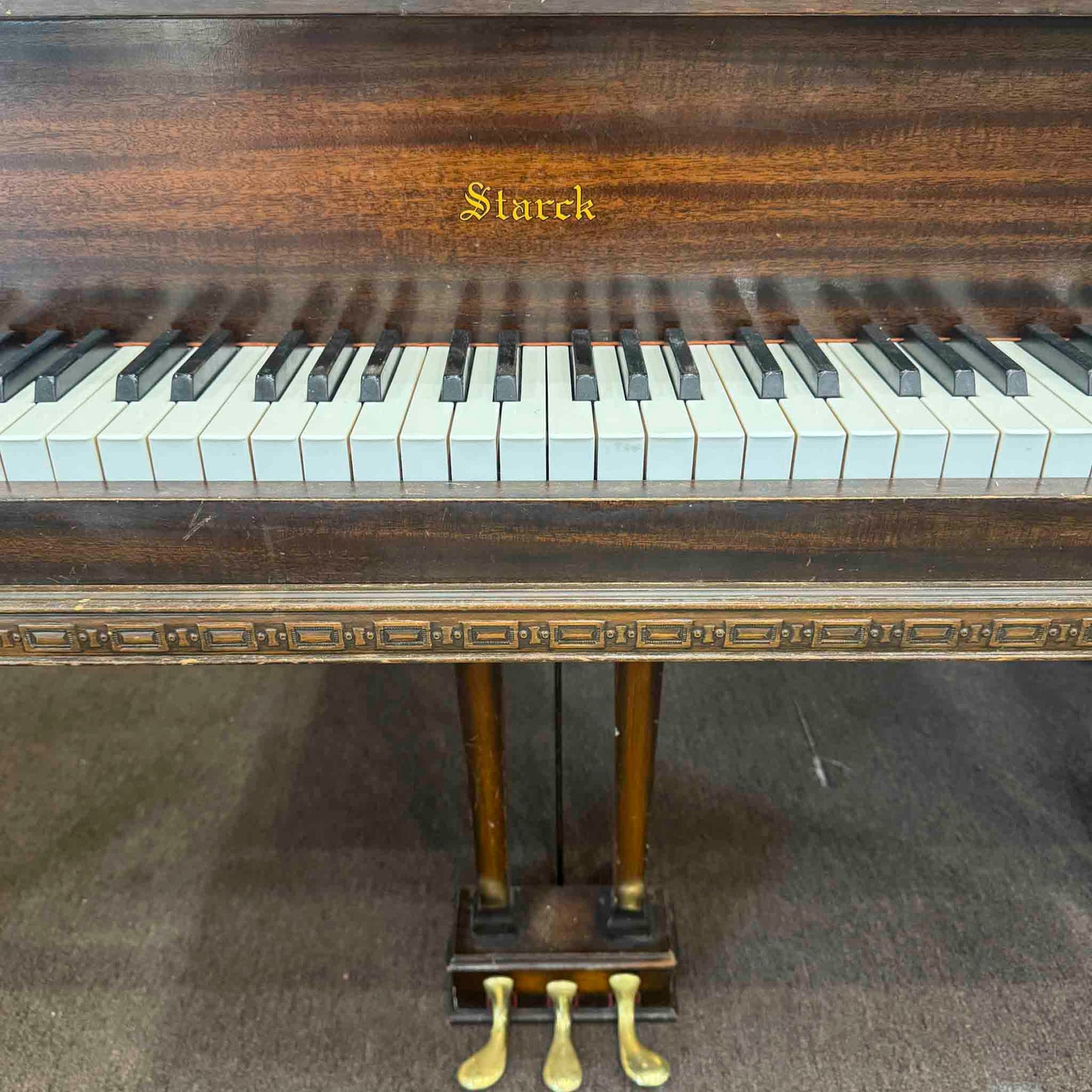 CURRENT SHOP WORK 1920 Starck 4'11" Wood Finish Baby Grand Piano