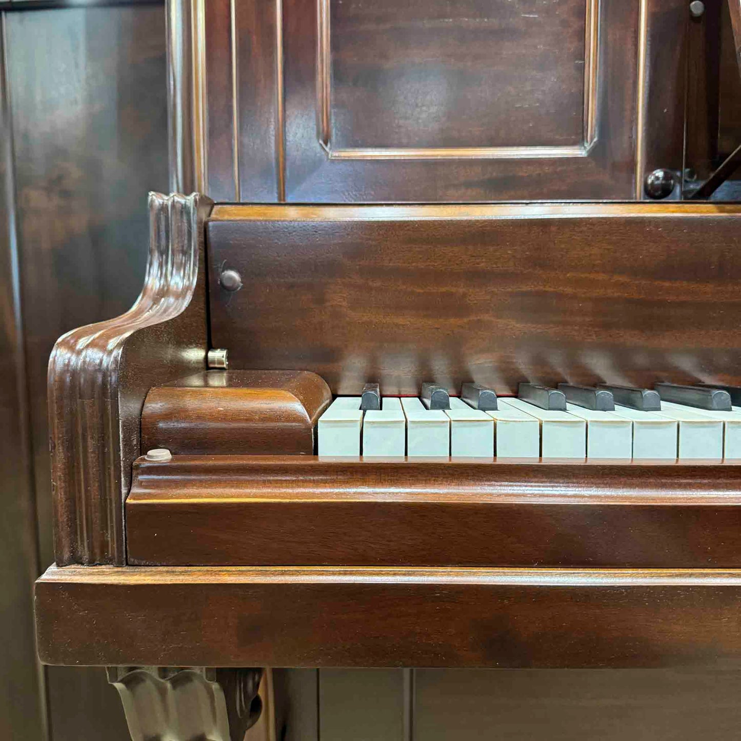 1890 Chickering Wood Finish Tall Upright Piano With Self Playing System