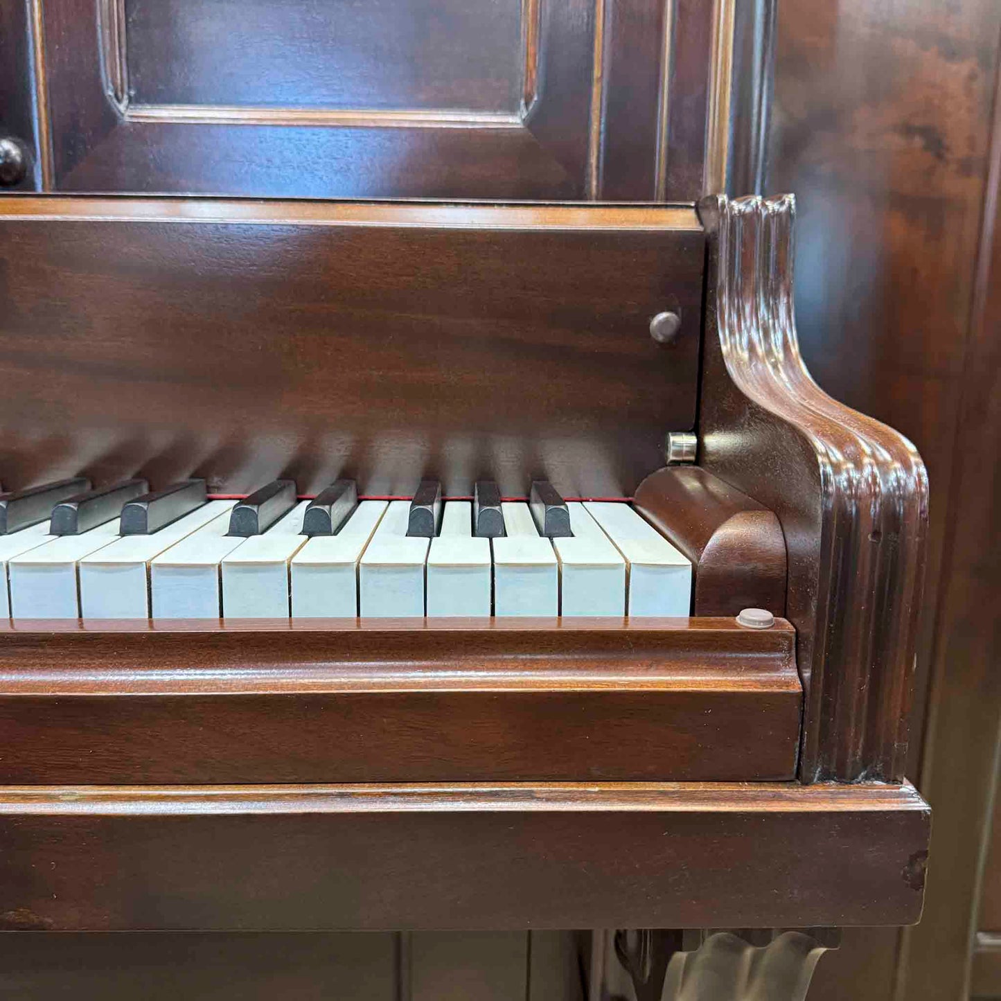1890 Chickering Wood Finish Tall Upright Piano With Self Playing System
