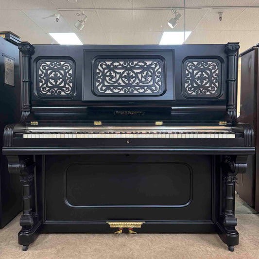 SOLD 1890 Camp and Sons Black Commissioned Upright Piano