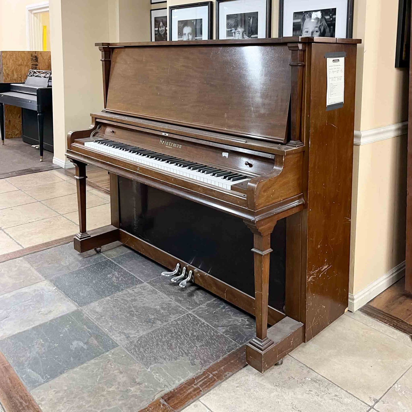 SOLD 1915 Heintzman 54" Wood Finish Commissioned Upright Piano