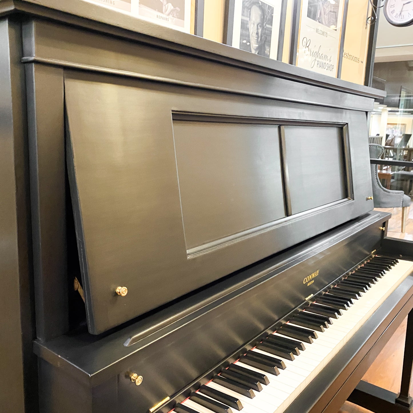 SOLD 1923 Conway Satin Black Commissioned Upright Vintage Player Piano
