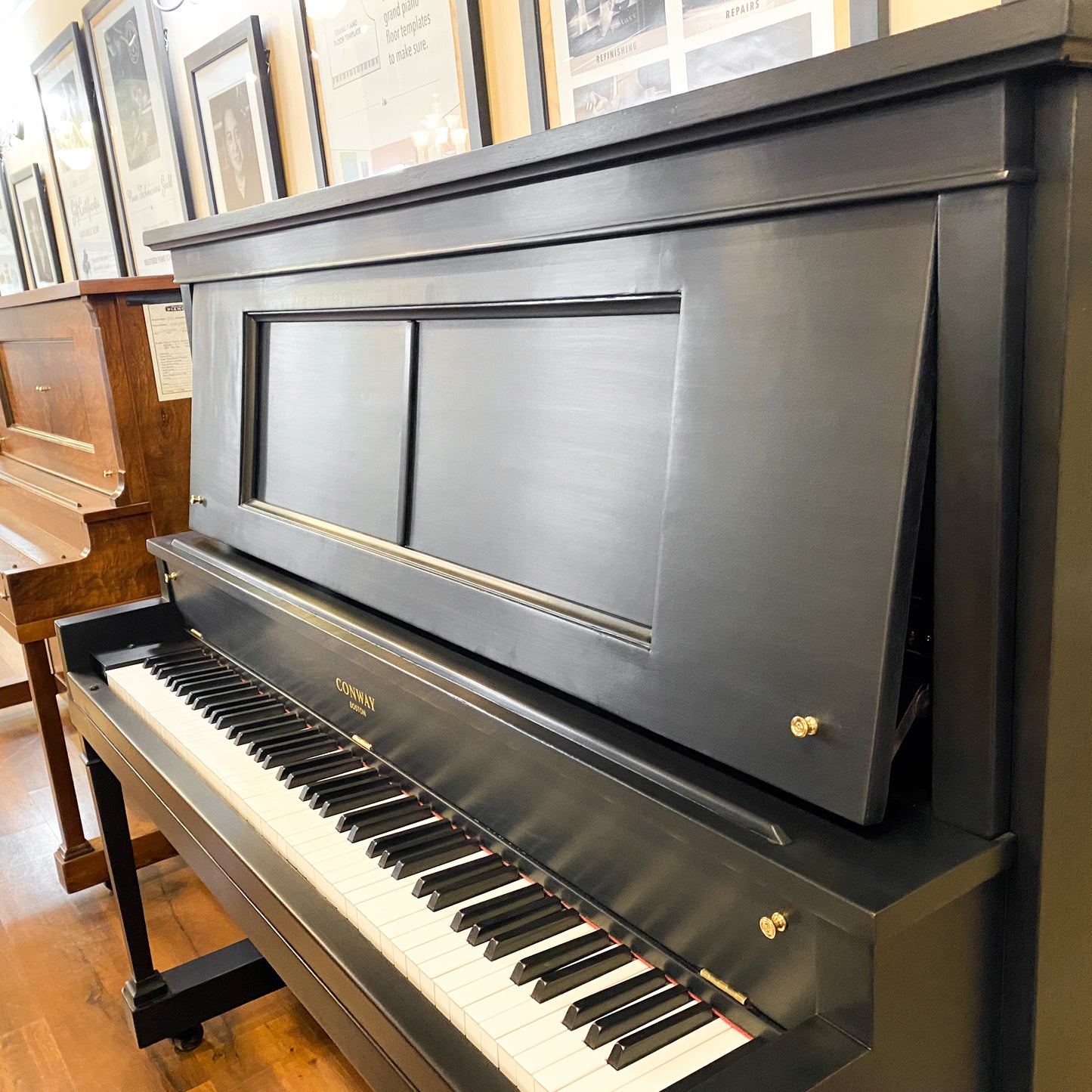 SOLD 1923 Conway Satin Black Commissioned Upright Vintage Player Piano