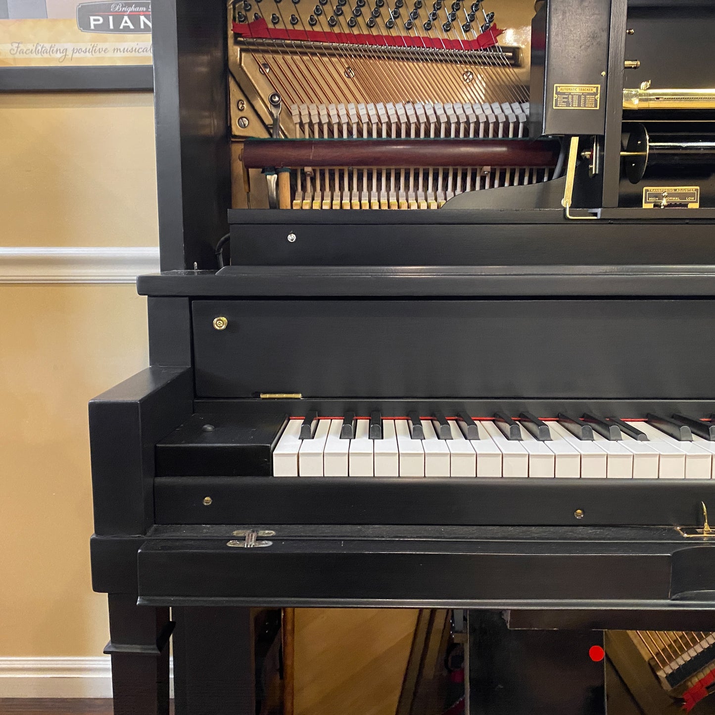 SOLD 1923 Conway Satin Black Commissioned Upright Vintage Player Piano