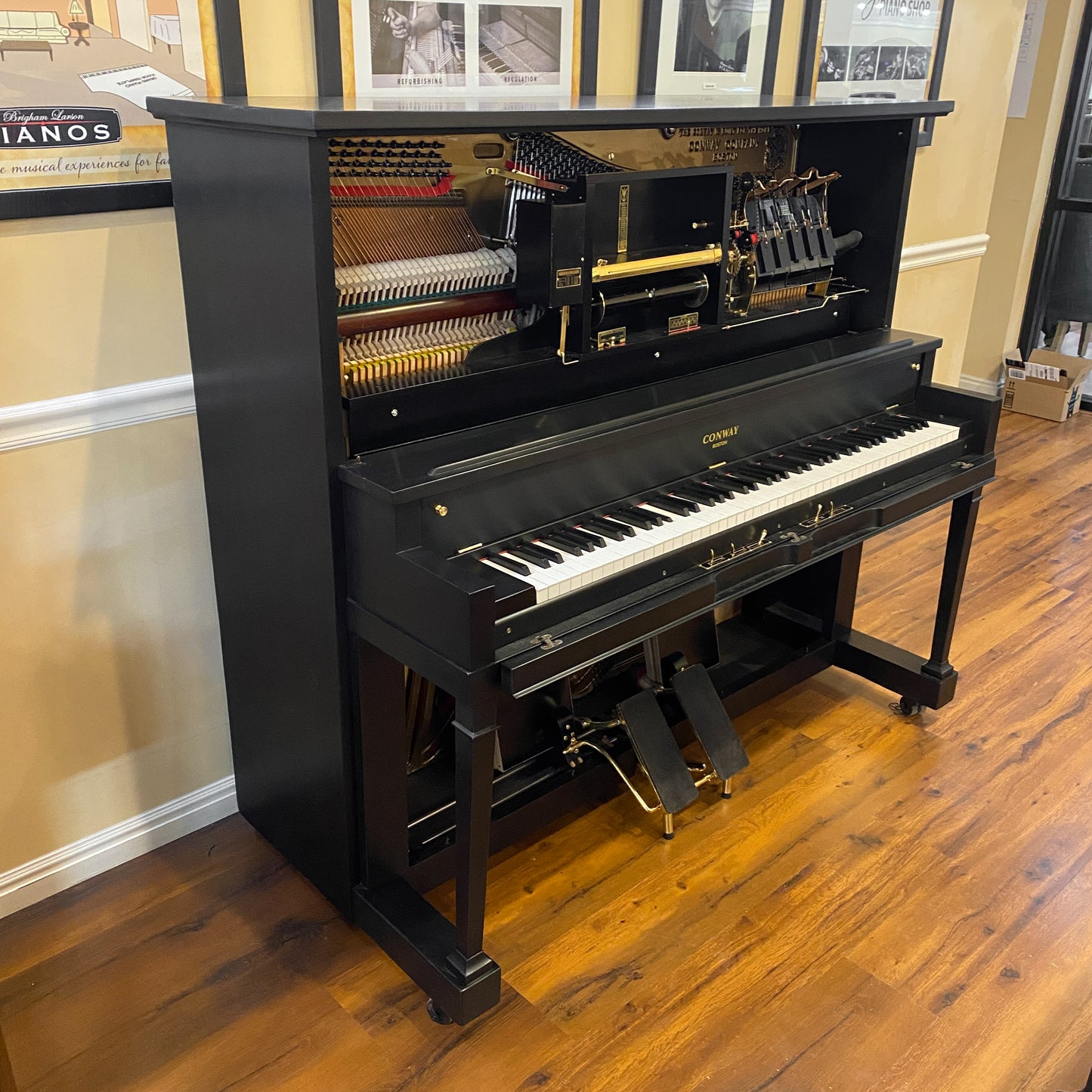 SOLD 1923 Conway Satin Black Commissioned Upright Vintage Player Piano