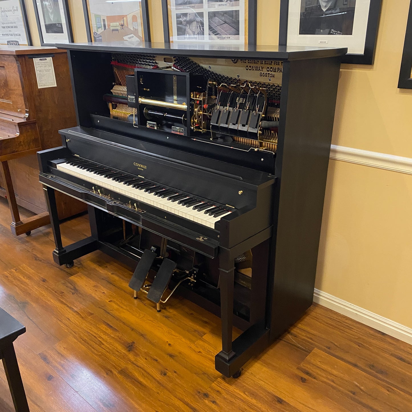 SOLD 1923 Conway Satin Black Commissioned Upright Vintage Player Piano