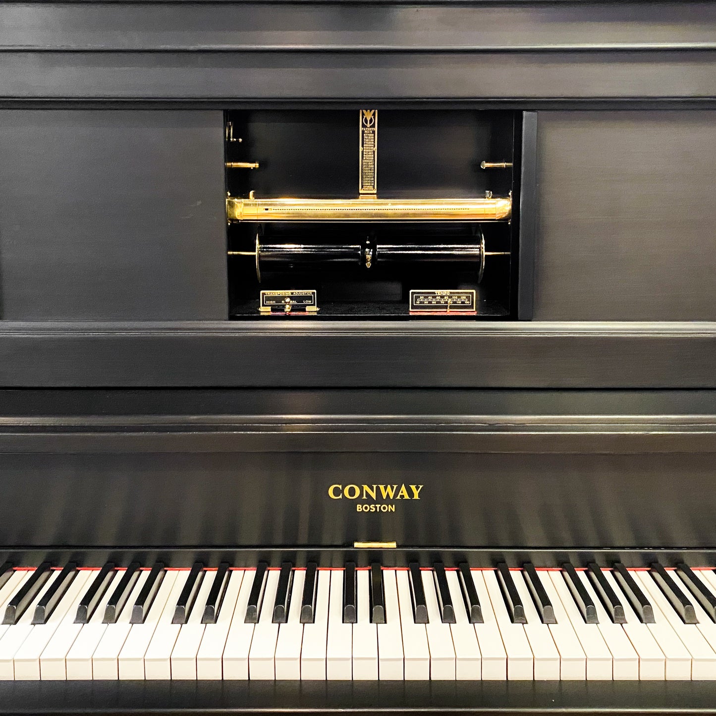SOLD 1923 Conway Satin Black Commissioned Upright Vintage Player Piano