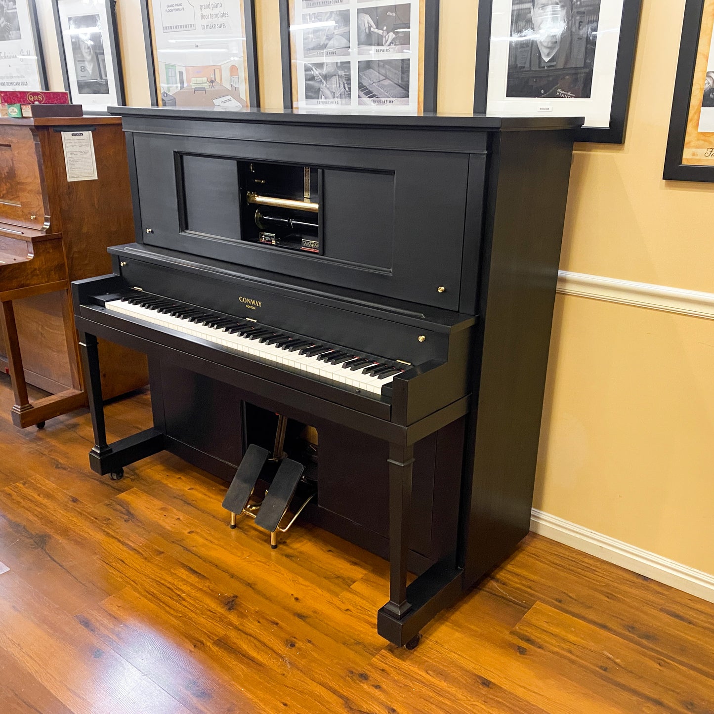 SOLD 1923 Conway Satin Black Commissioned Upright Vintage Player Piano