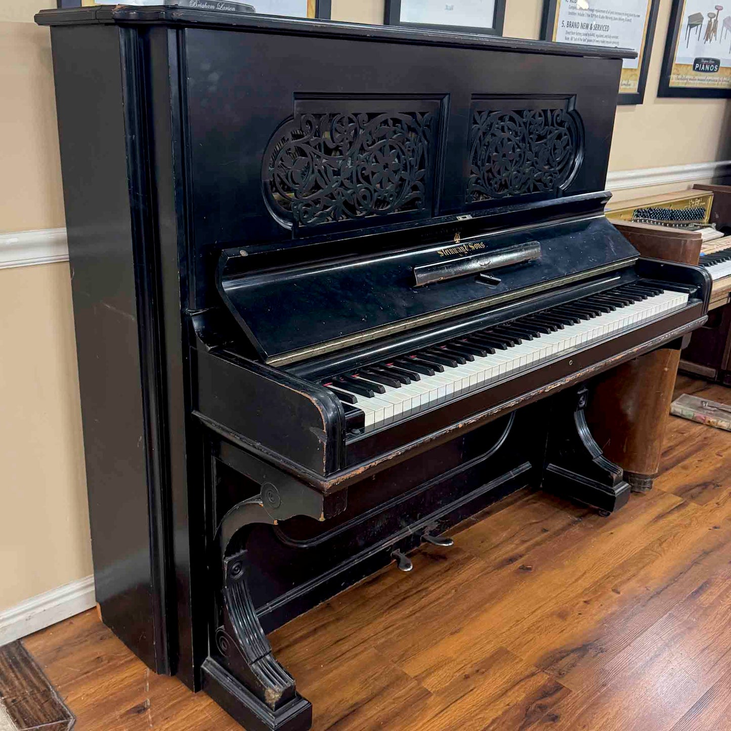 CURRENT SHOP WORK 1889 Steinway 53" Satin Black Commissioned Upright Piano