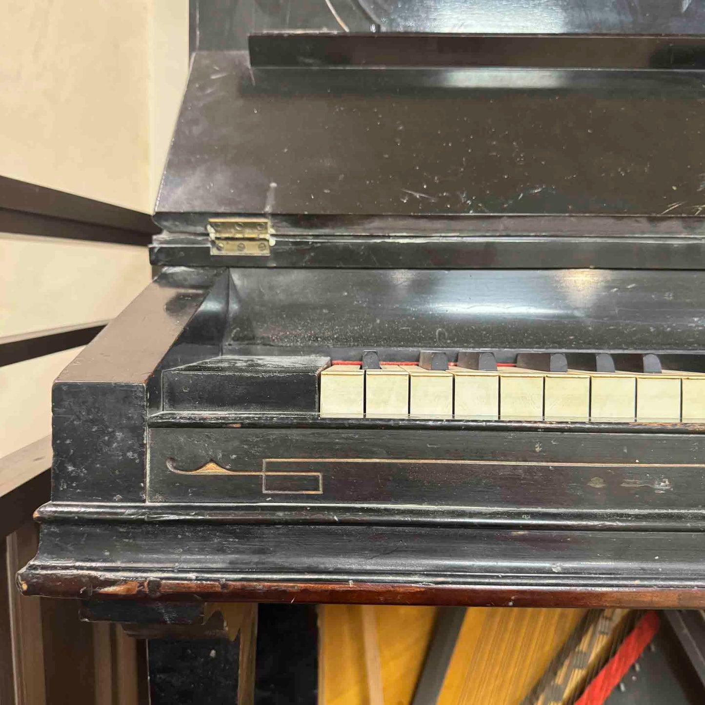 CURRENT SHOP WORK 1875 Hallet Davis 58" Satin Black Commissioned Upright Piano