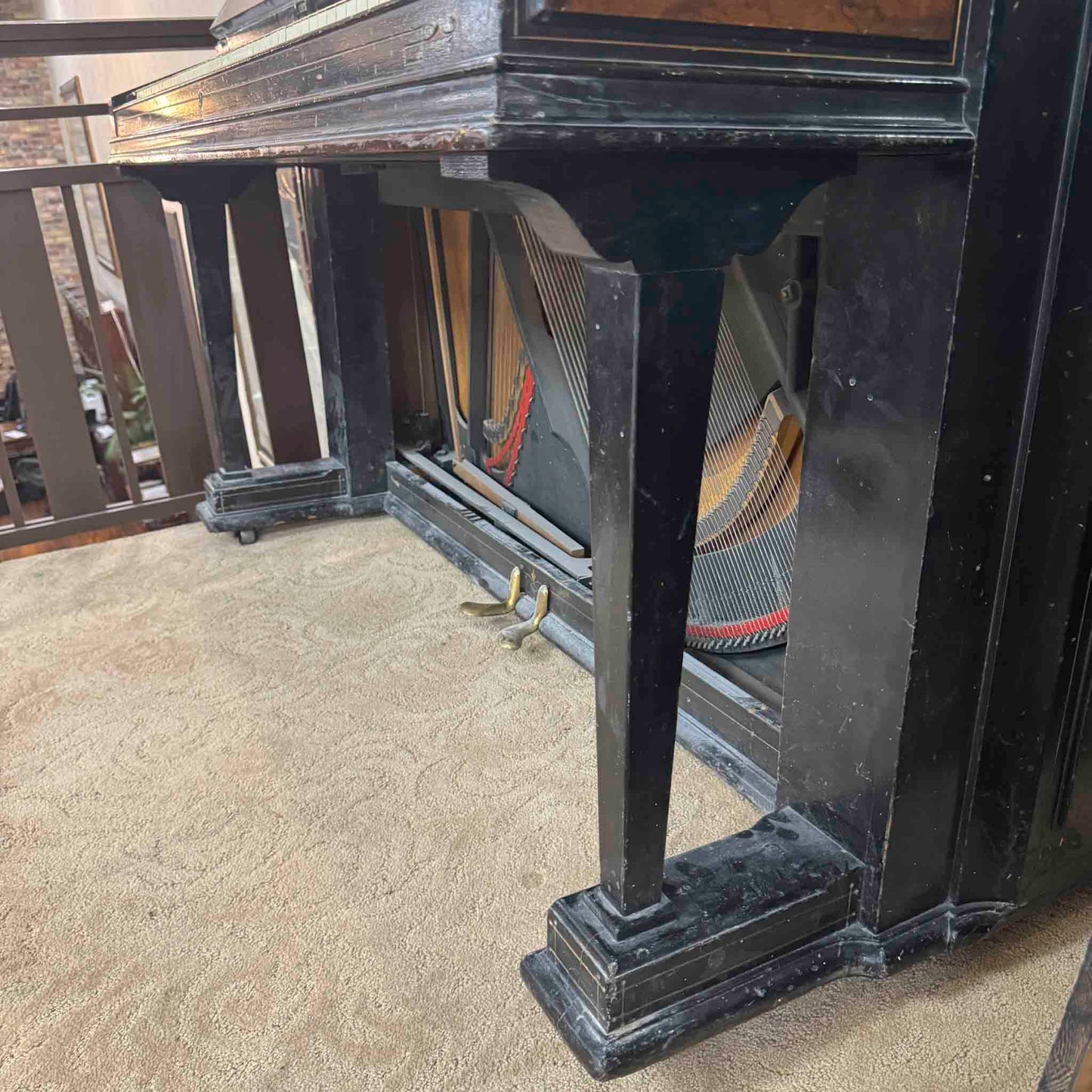 CURRENT SHOP WORK 1875 Hallet Davis 58" Satin Black Commissioned Upright Piano