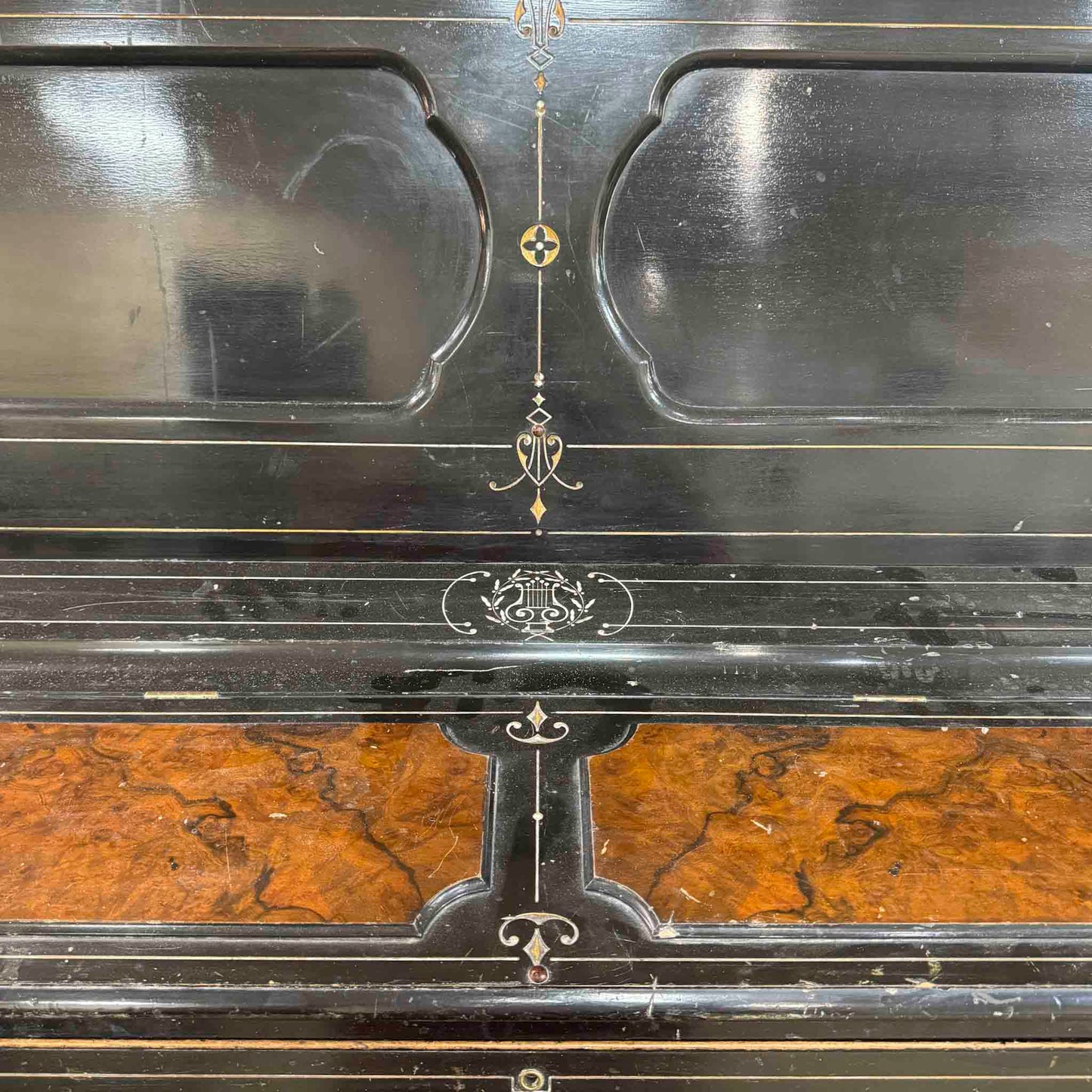 CURRENT SHOP WORK 1875 Hallet Davis 58" Satin Black Commissioned Upright Piano