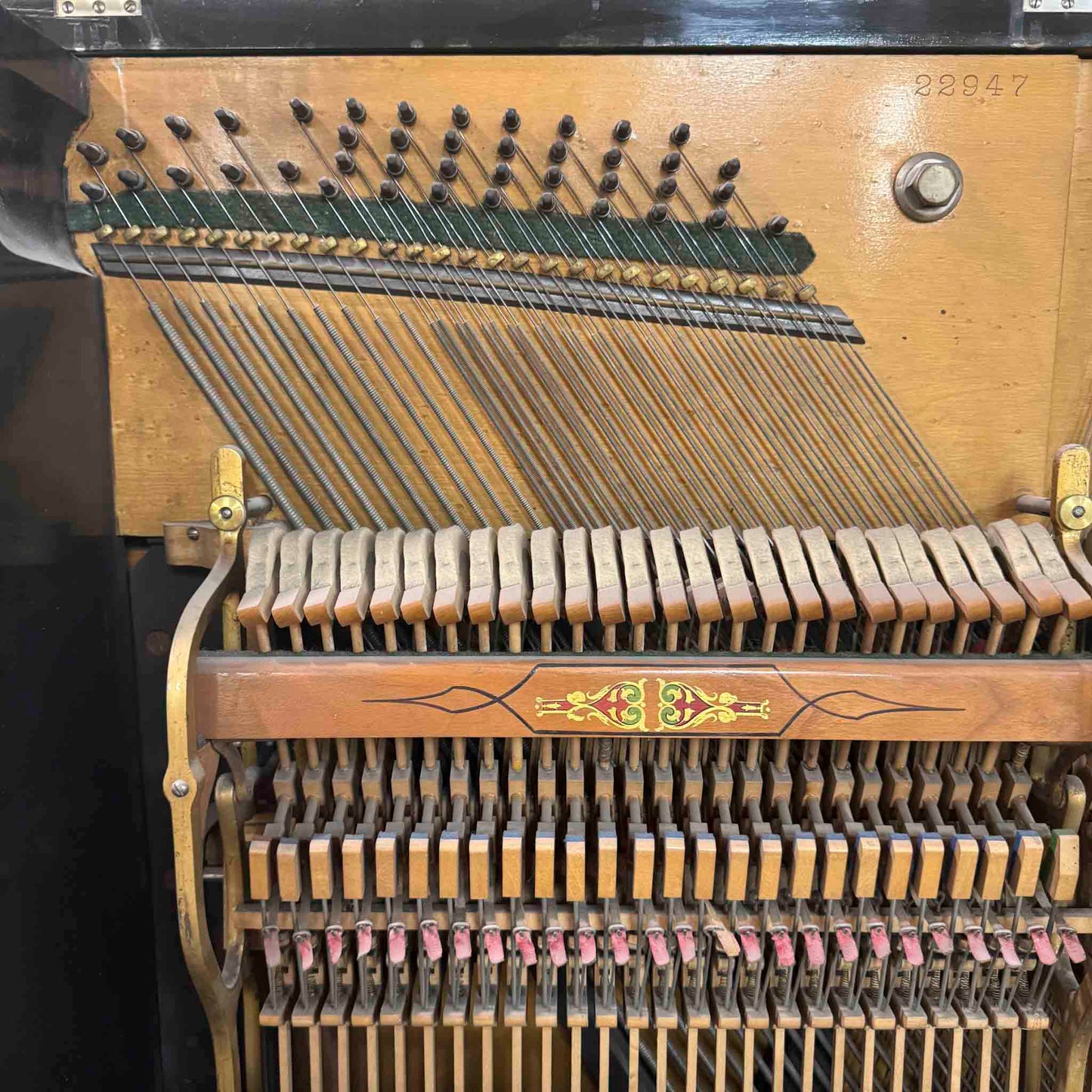 CURRENT SHOP WORK 1875 Hallet Davis 58" Satin Black Commissioned Upright Piano