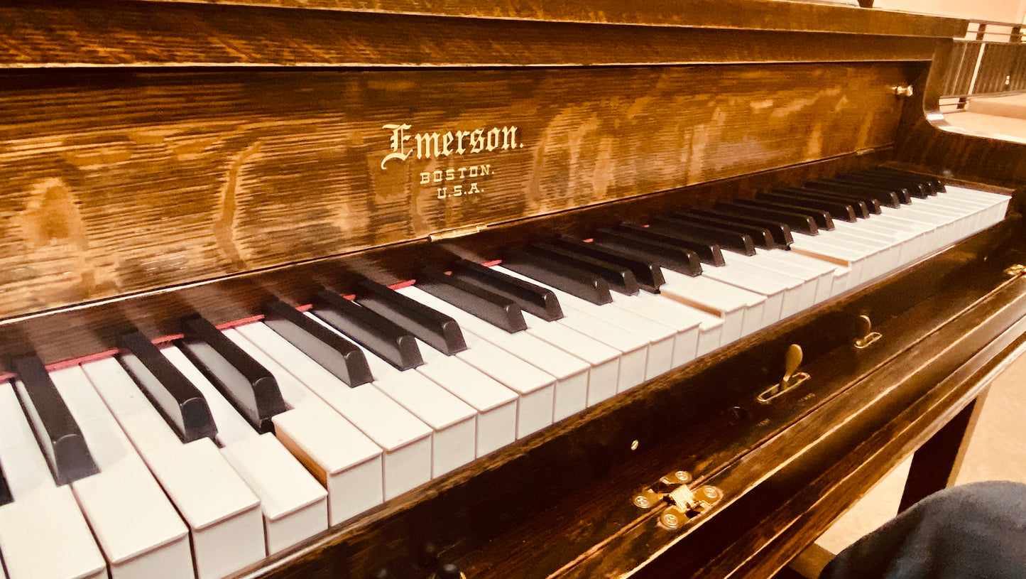 SOLD 1916 Emerson Wood Finish Commissioned Upright Vintage Player Piano