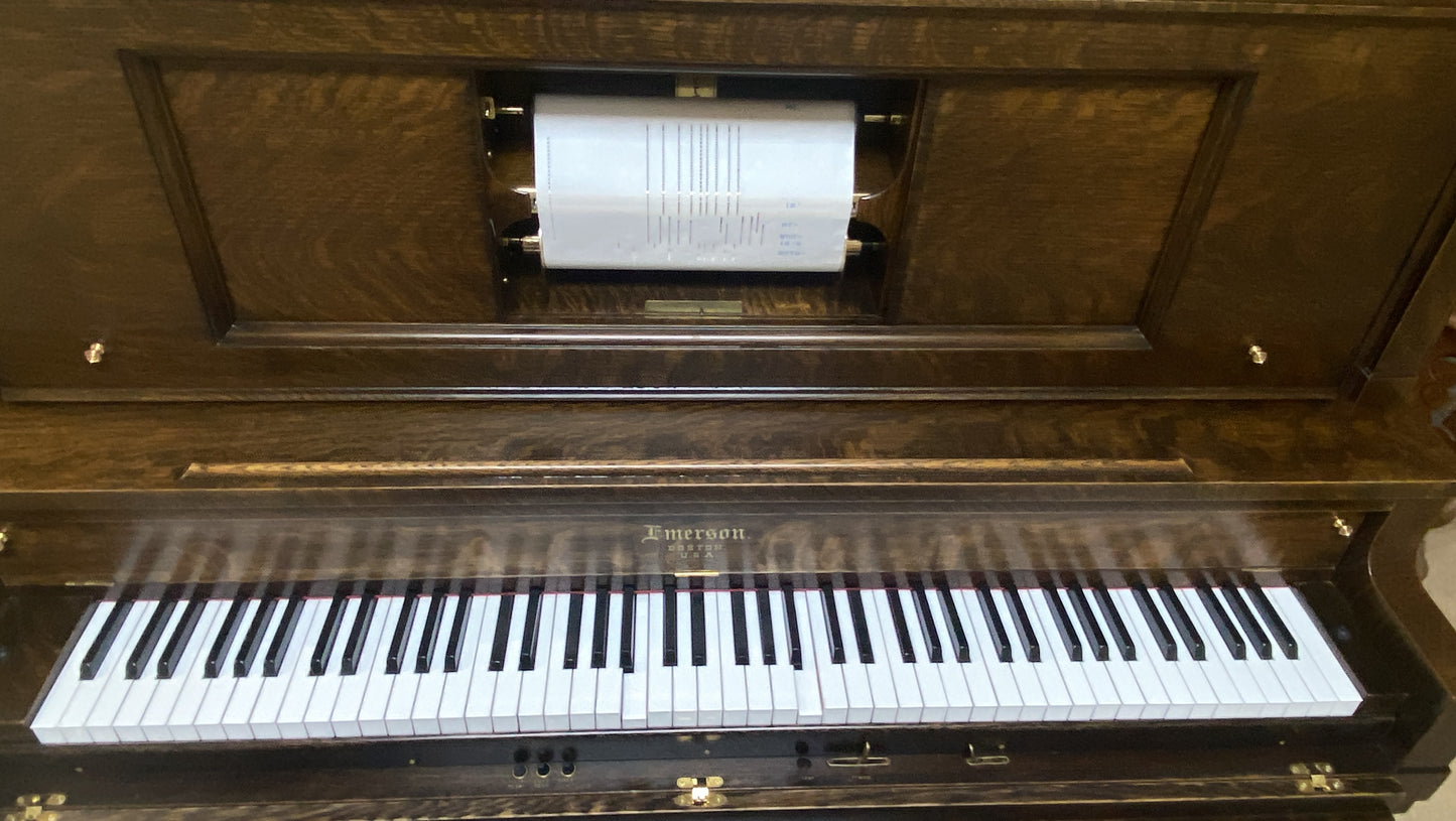 SOLD 1916 Emerson Wood Finish Commissioned Upright Vintage Player Piano