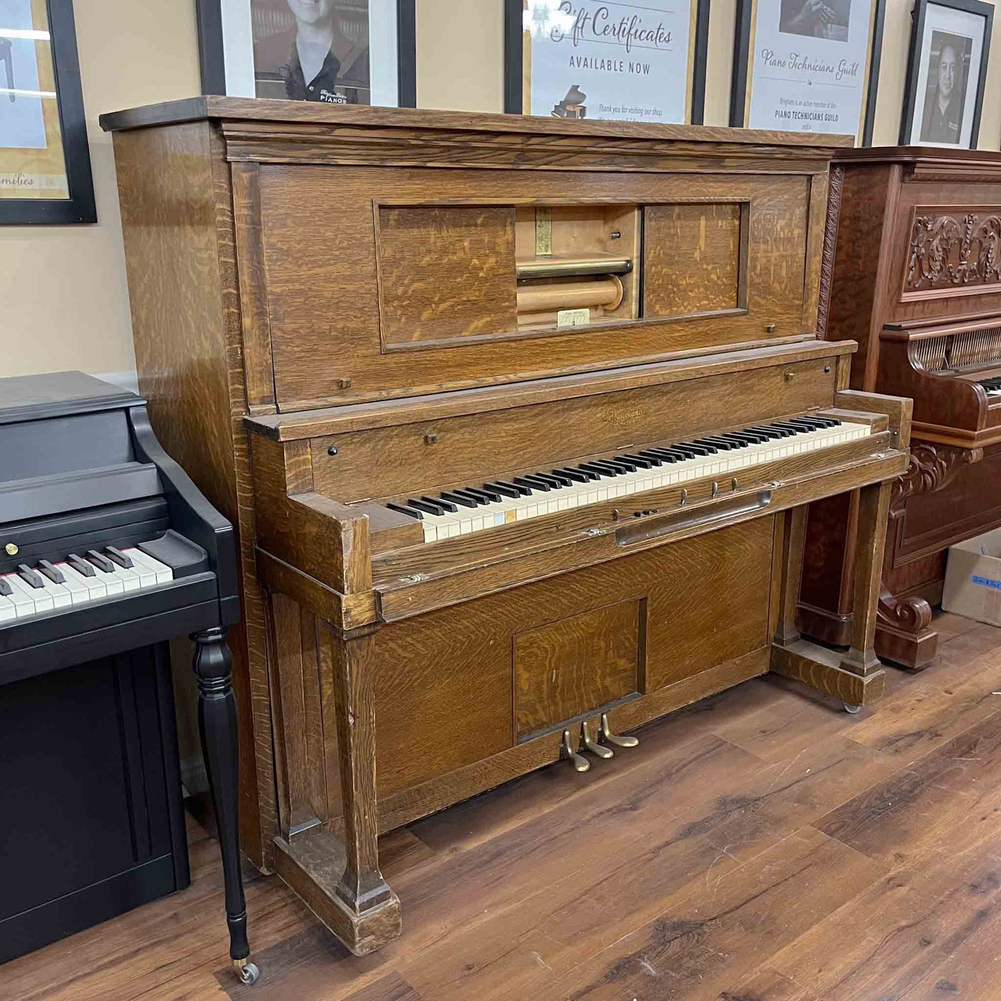 SOLD - 1912 AutoPiano 55" Wood Finish Commissioned Upright Player Piano