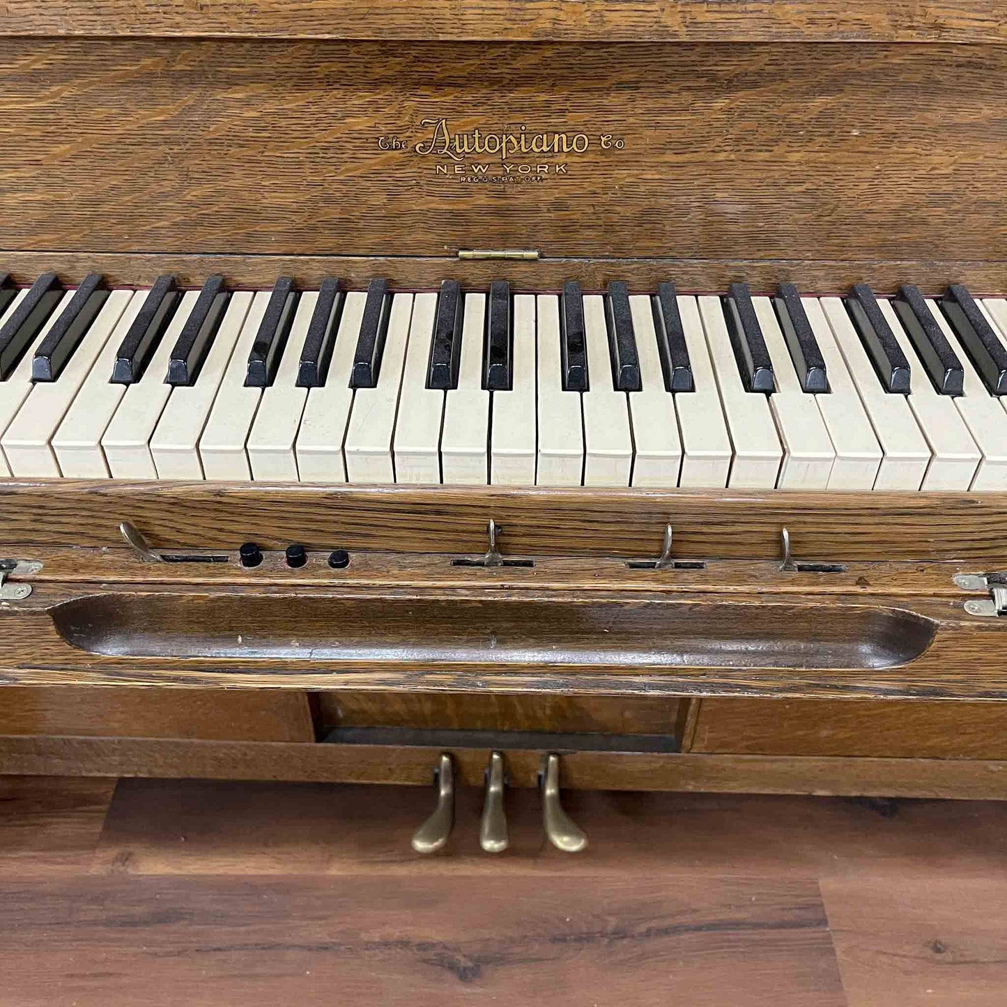 SOLD - 1912 AutoPiano 55" Wood Finish Commissioned Upright Player Piano