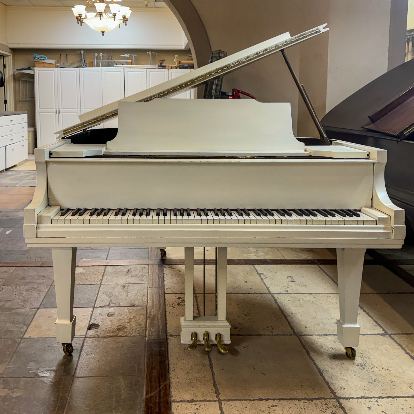SOLD 1929 Kurtzmann White Finish Commissioned Grand Piano with Self-Playing QRS System