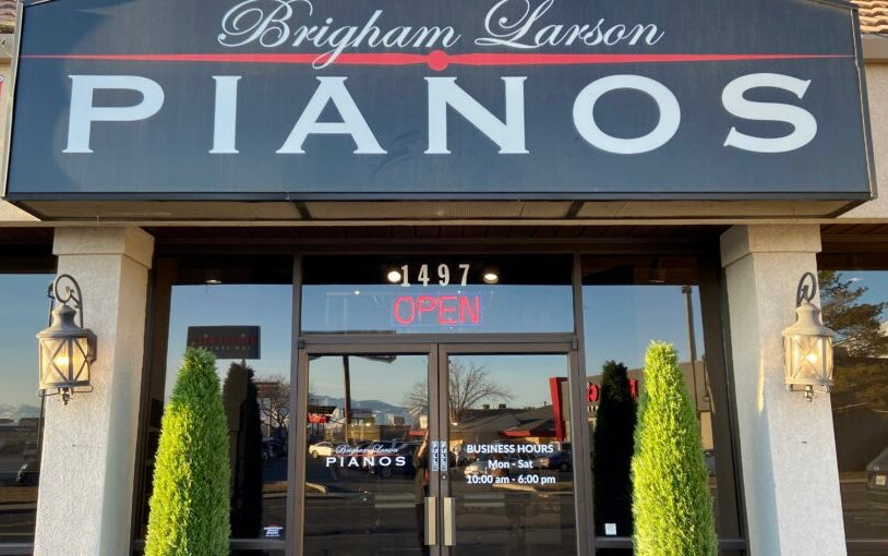 Load video: Drone video tour of Brigham Larson Pianos