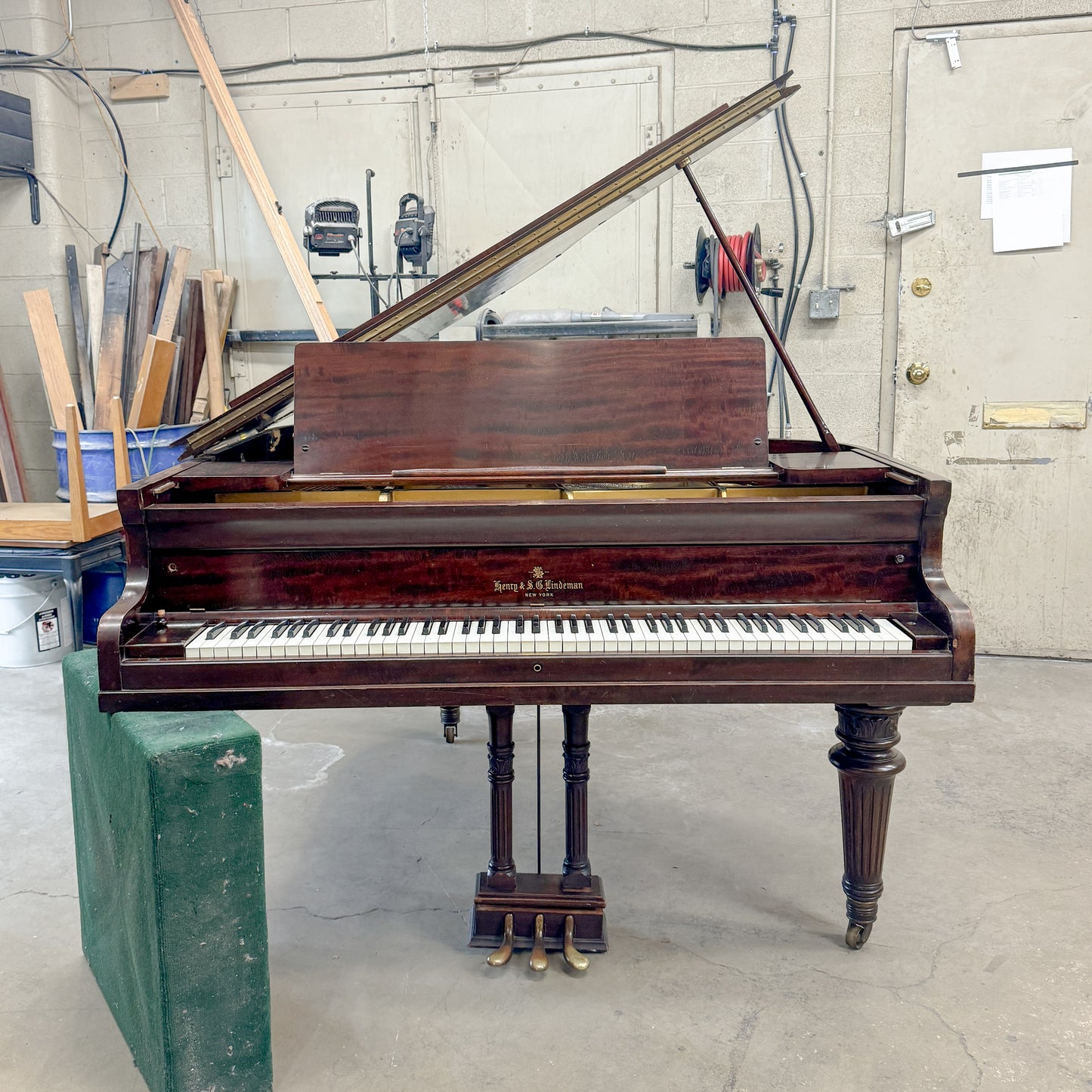 SOLD 1907 Henry & Lindeman Polished Wood Finish Commissioned Grand Piano