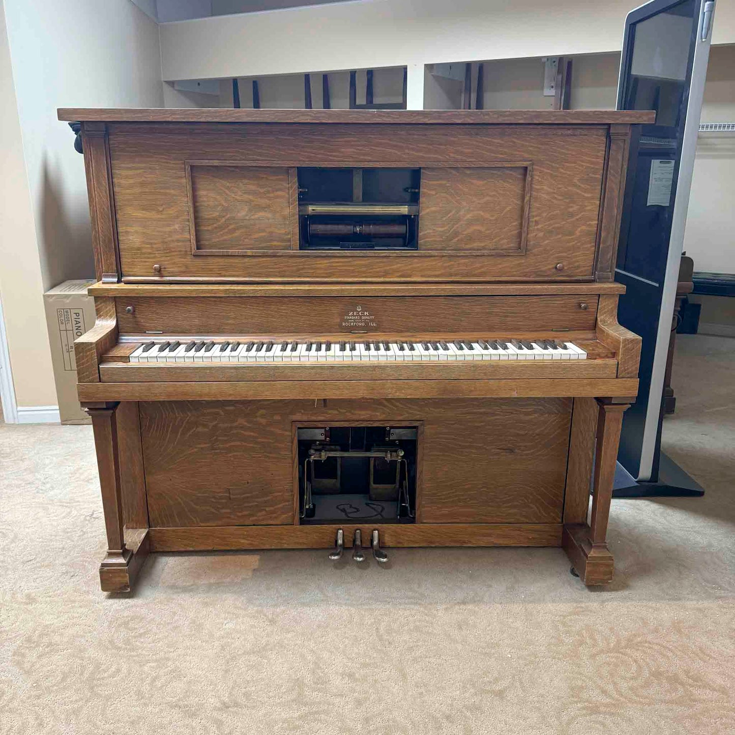 HEIRLOOM RESTORATION 1920 Zeck 54" Commissioned Upright Player Piano