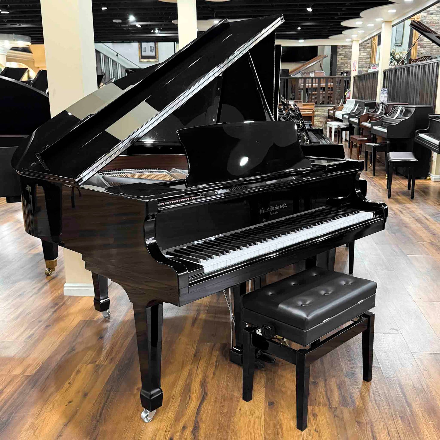 Hallet Davis 148 4'10" Nickel Trim Polished Black Baby Grand Piano with Self-Playing System