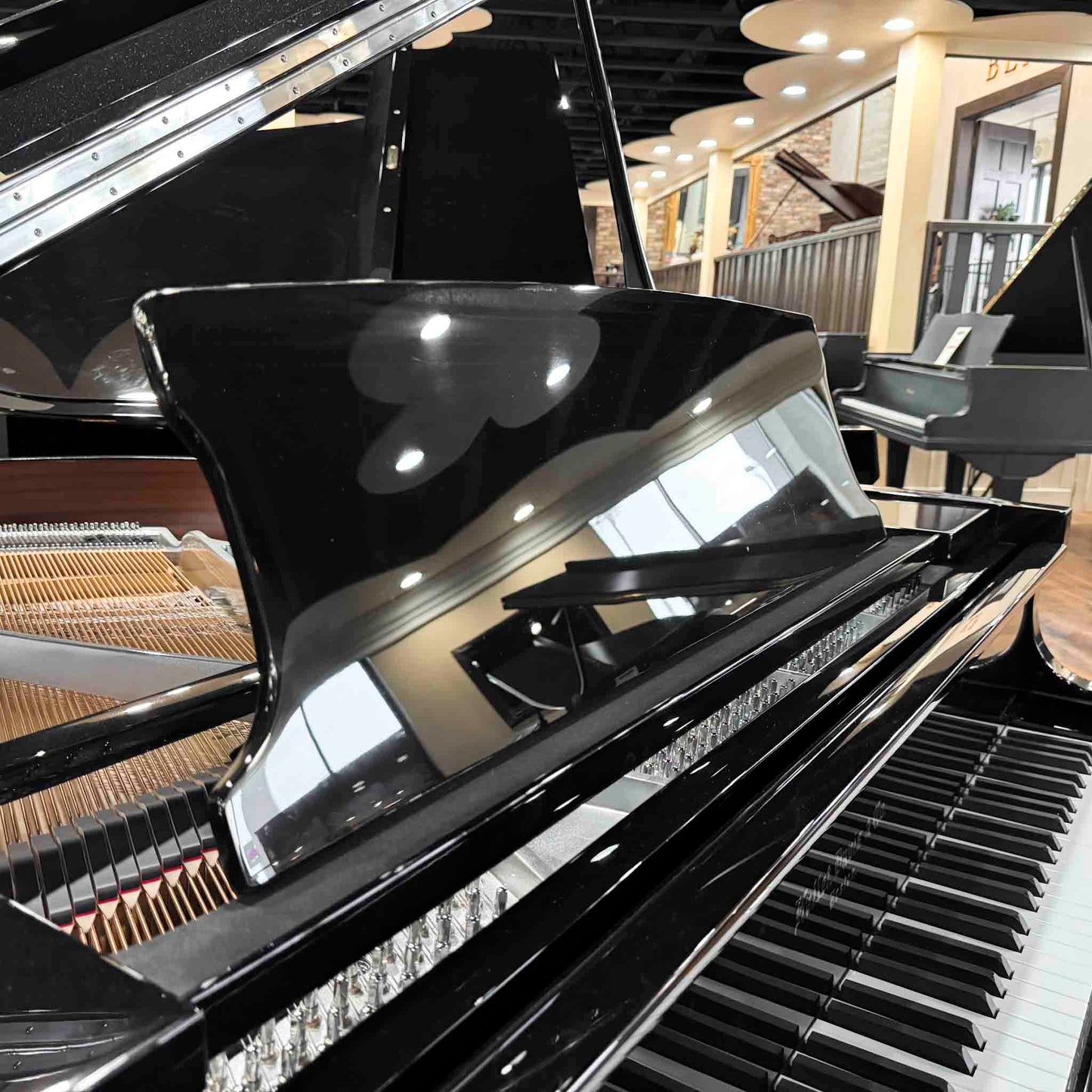 Hallet Davis 148 4'10" Nickel Trim Polished Black Baby Grand Piano with Self-Playing System