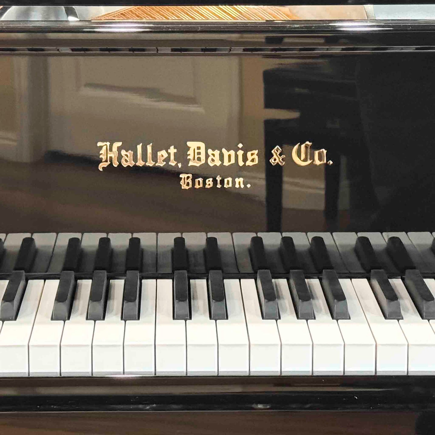 Hallet Davis 148 4'10" Nickel Trim Polished Black Baby Grand Piano with Self-Playing System