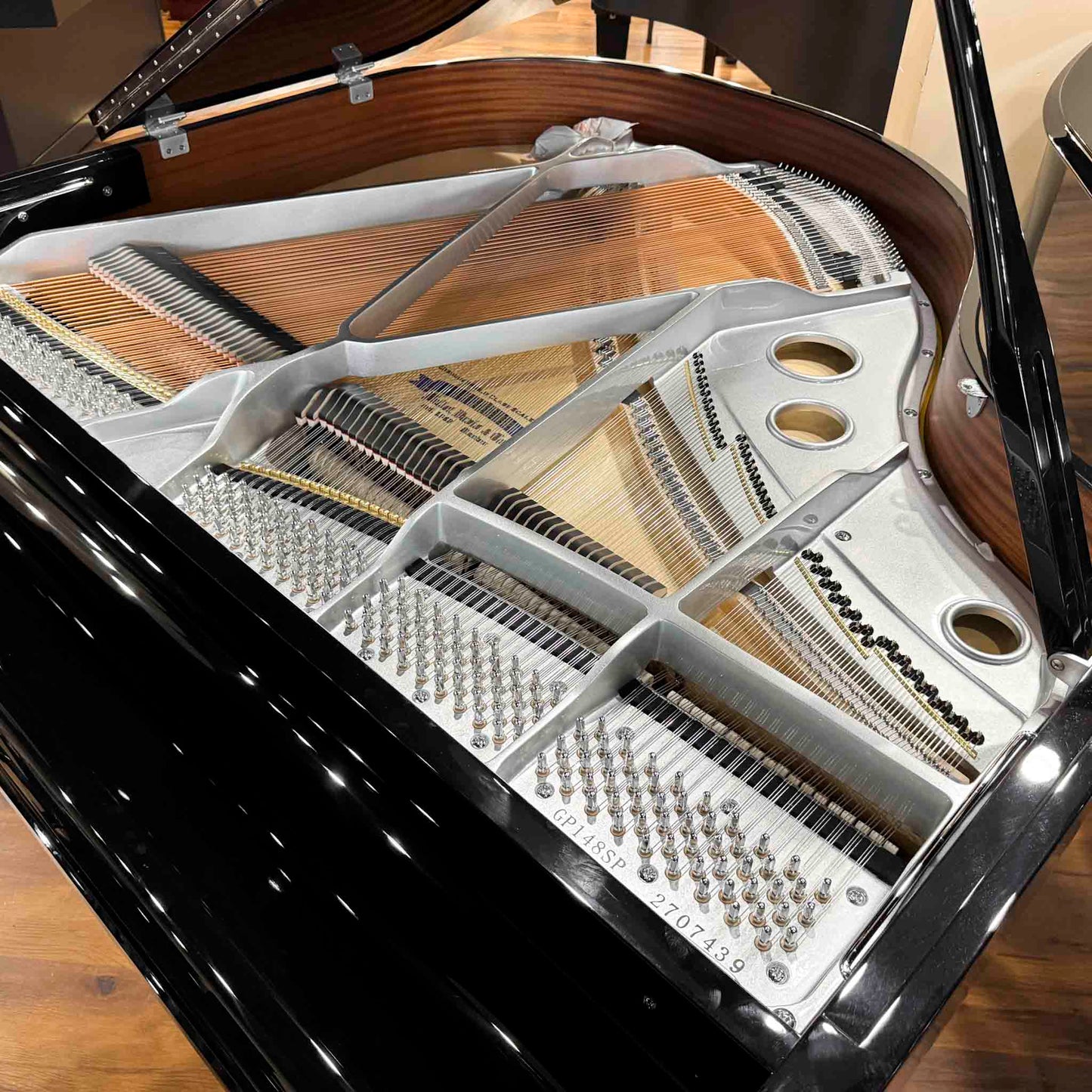 Hallet Davis 148 4'10" Nickel Trim Polished Black Baby Grand Piano with Self-Playing System