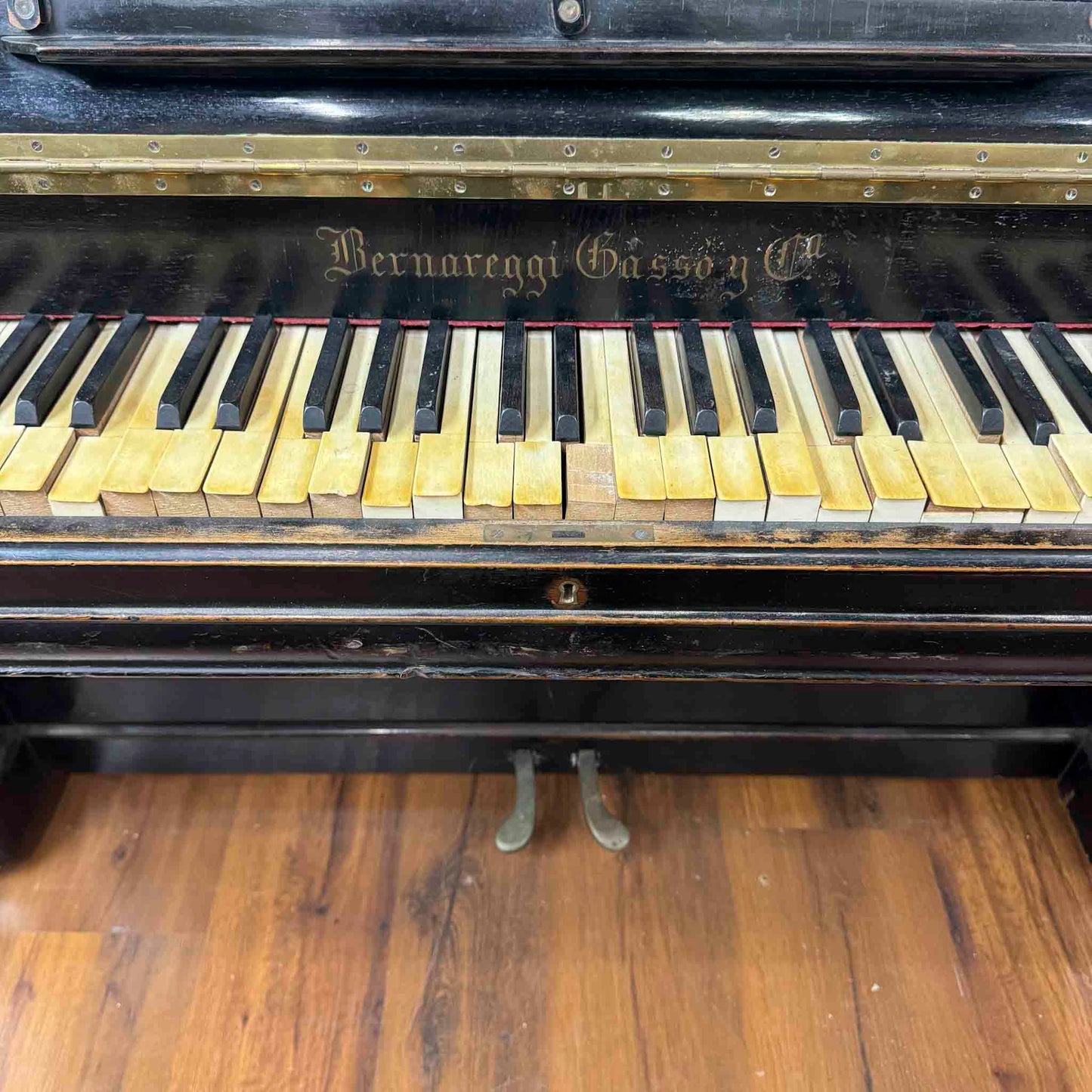 CURRENT SHOP WORK - 1860's Bernareggi 49" Black Wood Finish Upright Piano