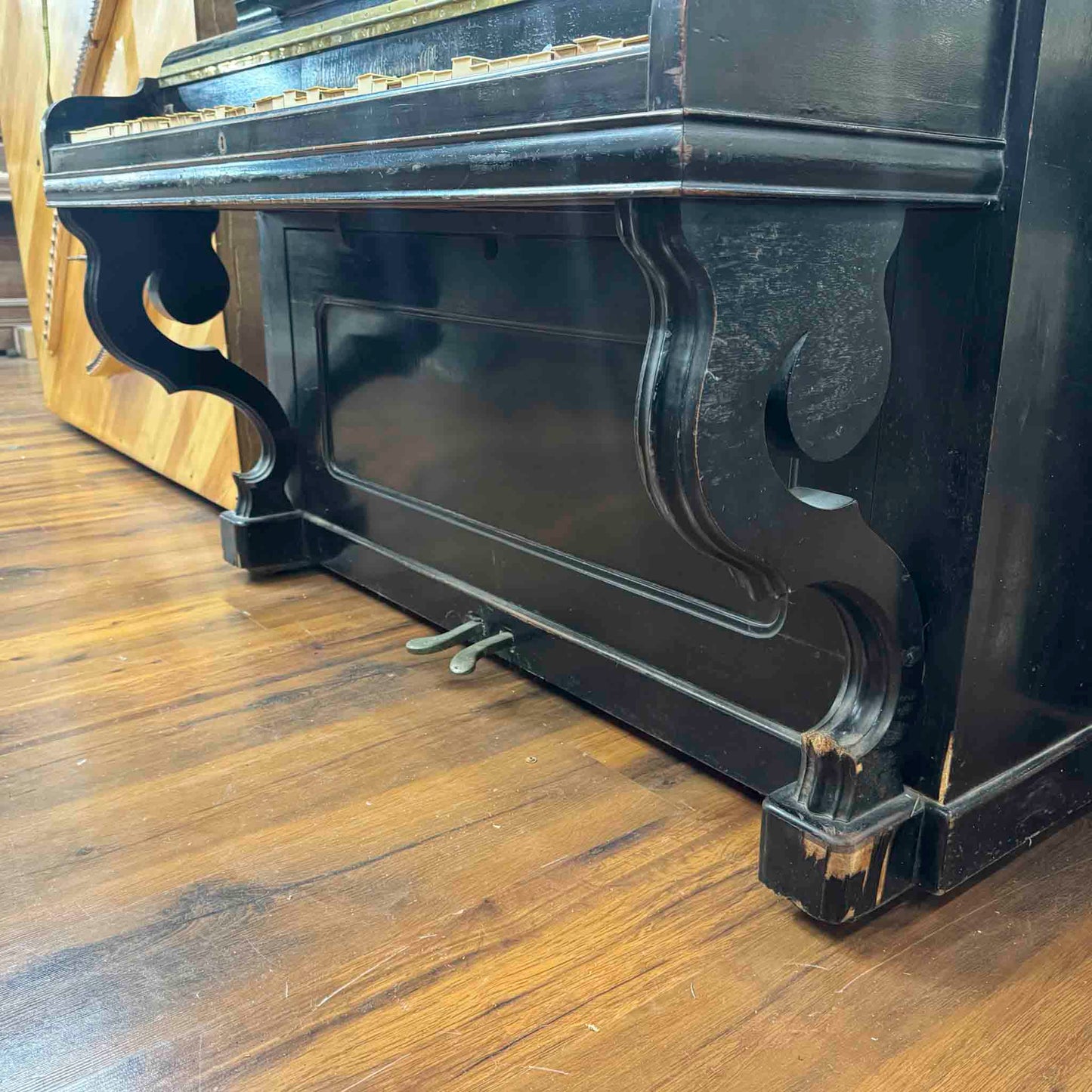 CURRENT SHOP WORK - 1860's Bernareggi 49" Black Wood Finish Upright Piano