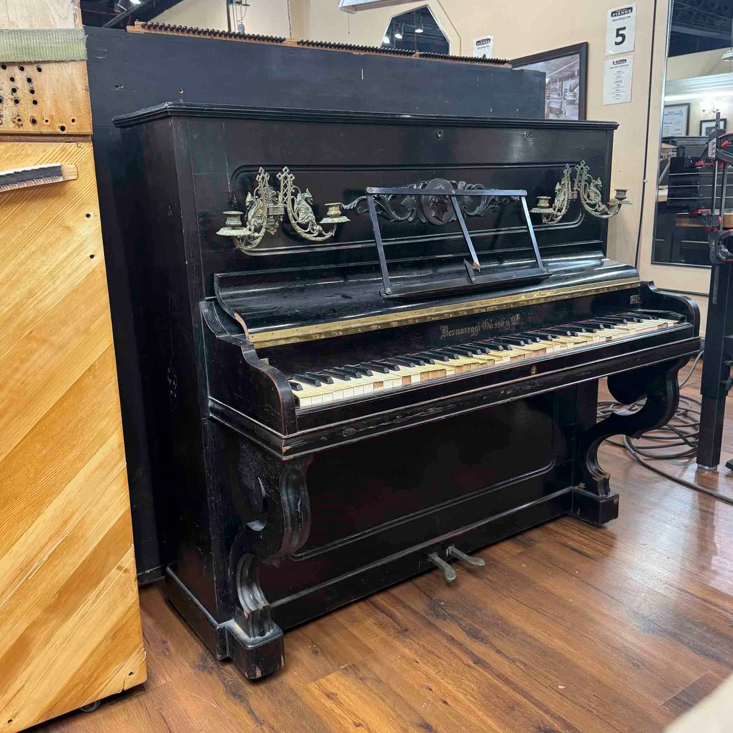 CURRENT SHOP WORK - 1860's Bernareggi 49" Black Wood Finish Upright Piano