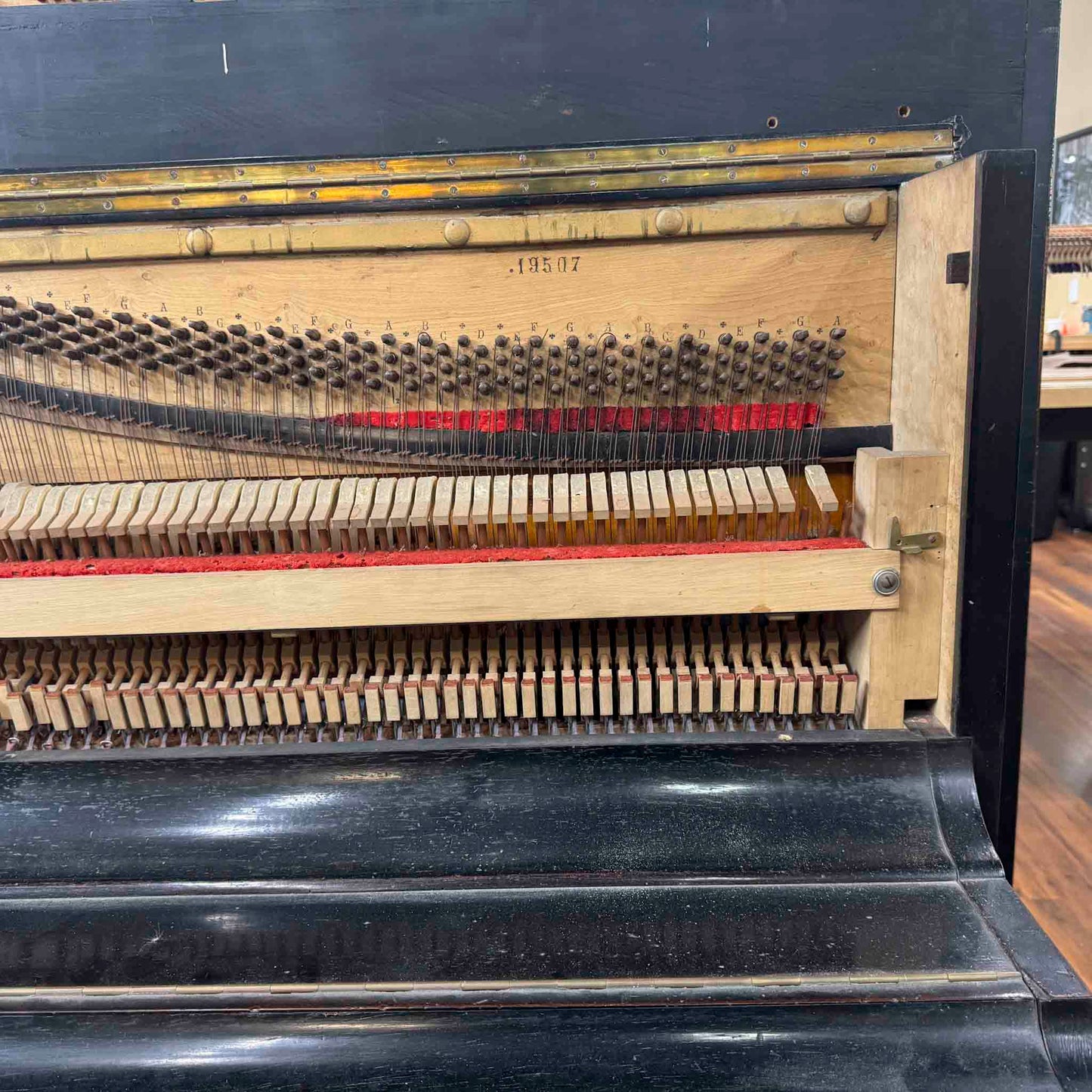 CURRENT SHOP WORK - 1860's Bernareggi 49" Black Wood Finish Upright Piano