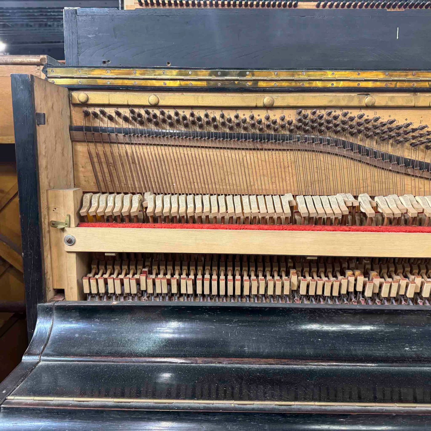 CURRENT SHOP WORK - 1860's Bernareggi 49" Black Wood Finish Upright Piano