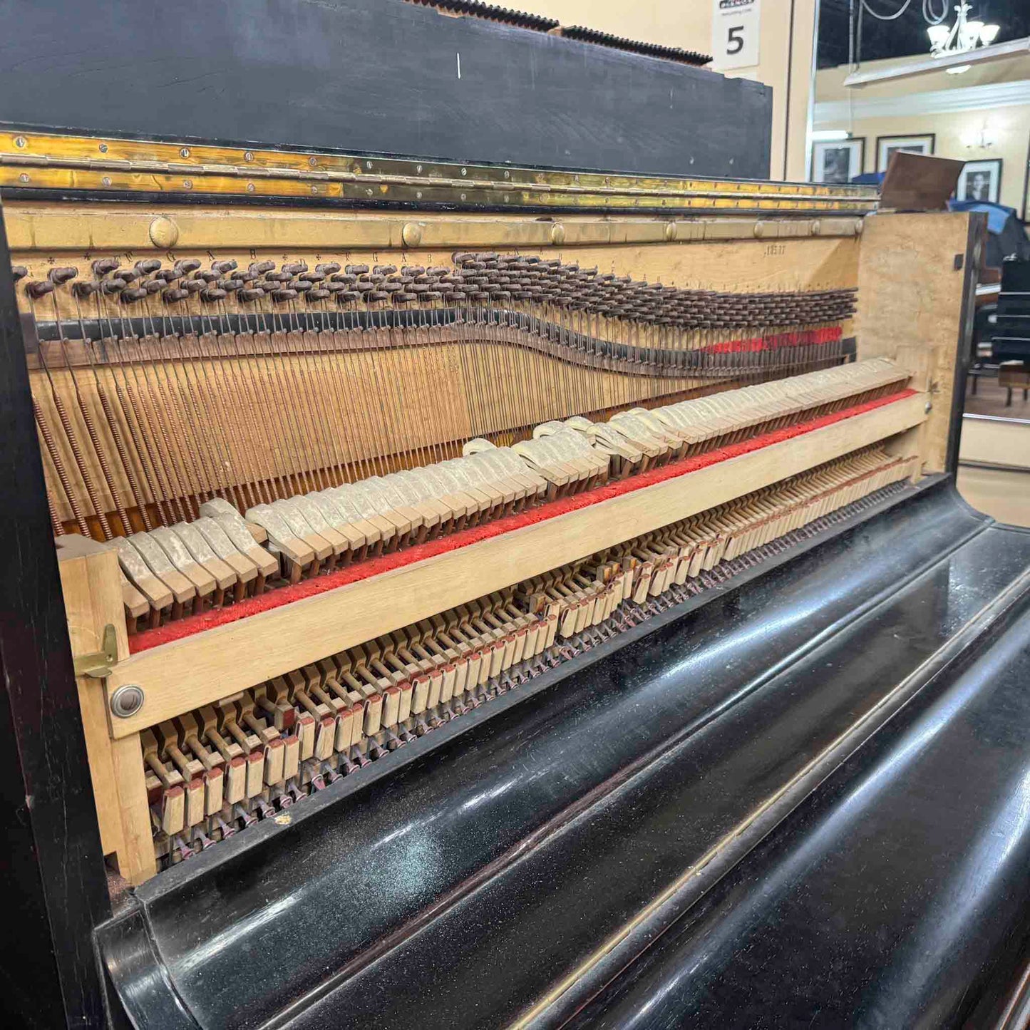 CURRENT SHOP WORK - 1860's Bernareggi 49" Black Wood Finish Upright Piano
