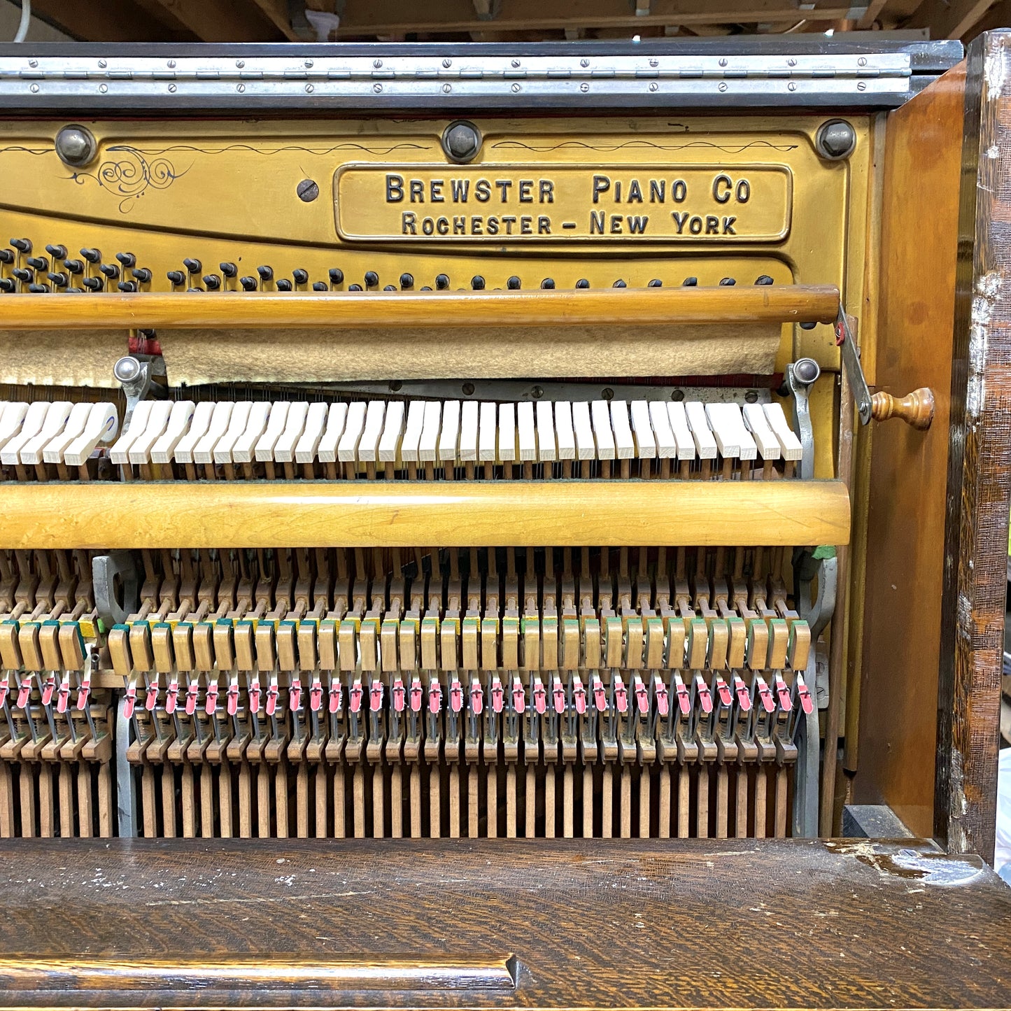 SOLD 1913 Brewster 56" Wood Finish Commissioned Upright Piano