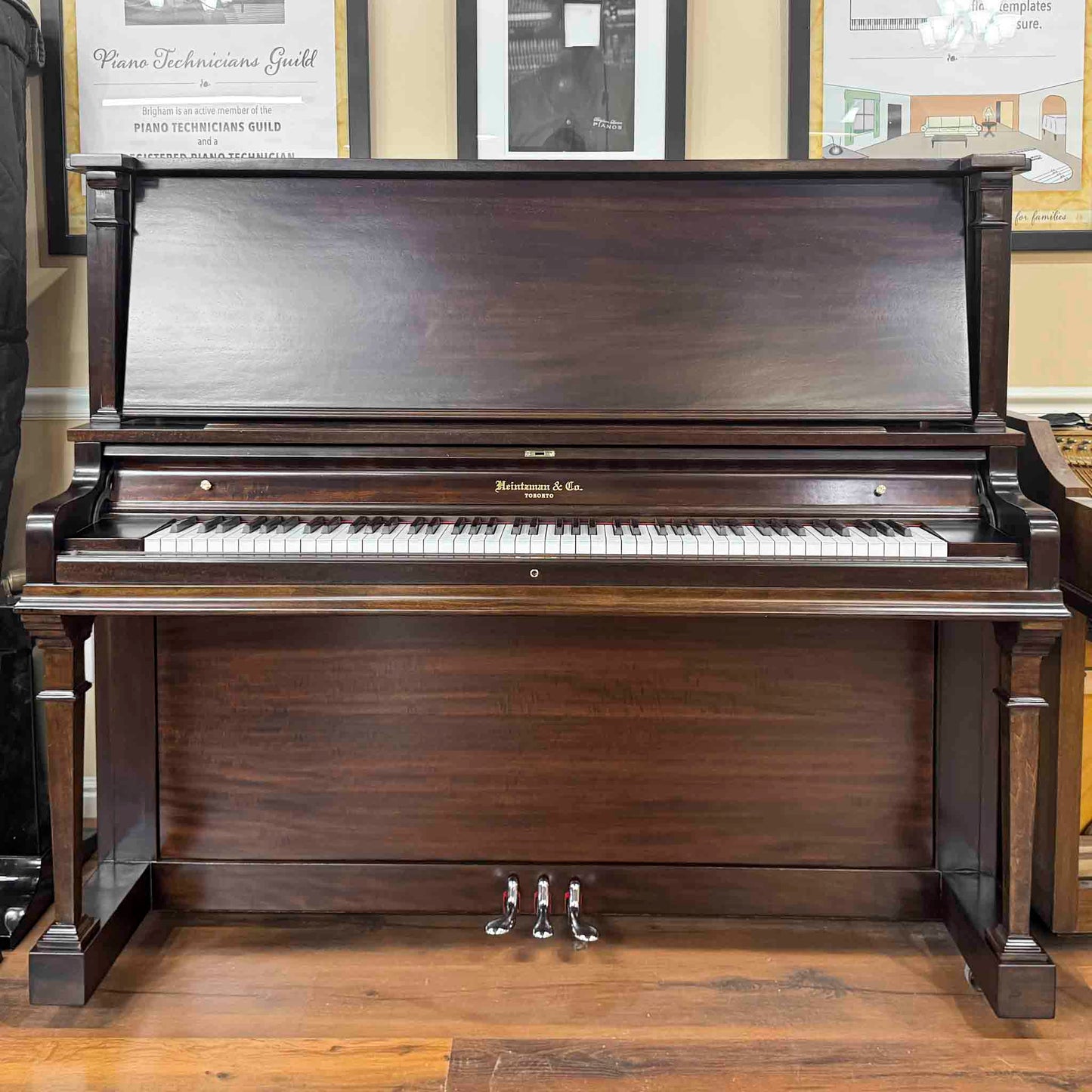 SOLD 1915 Heintzman 54" Wood Finish Commissioned Upright Piano