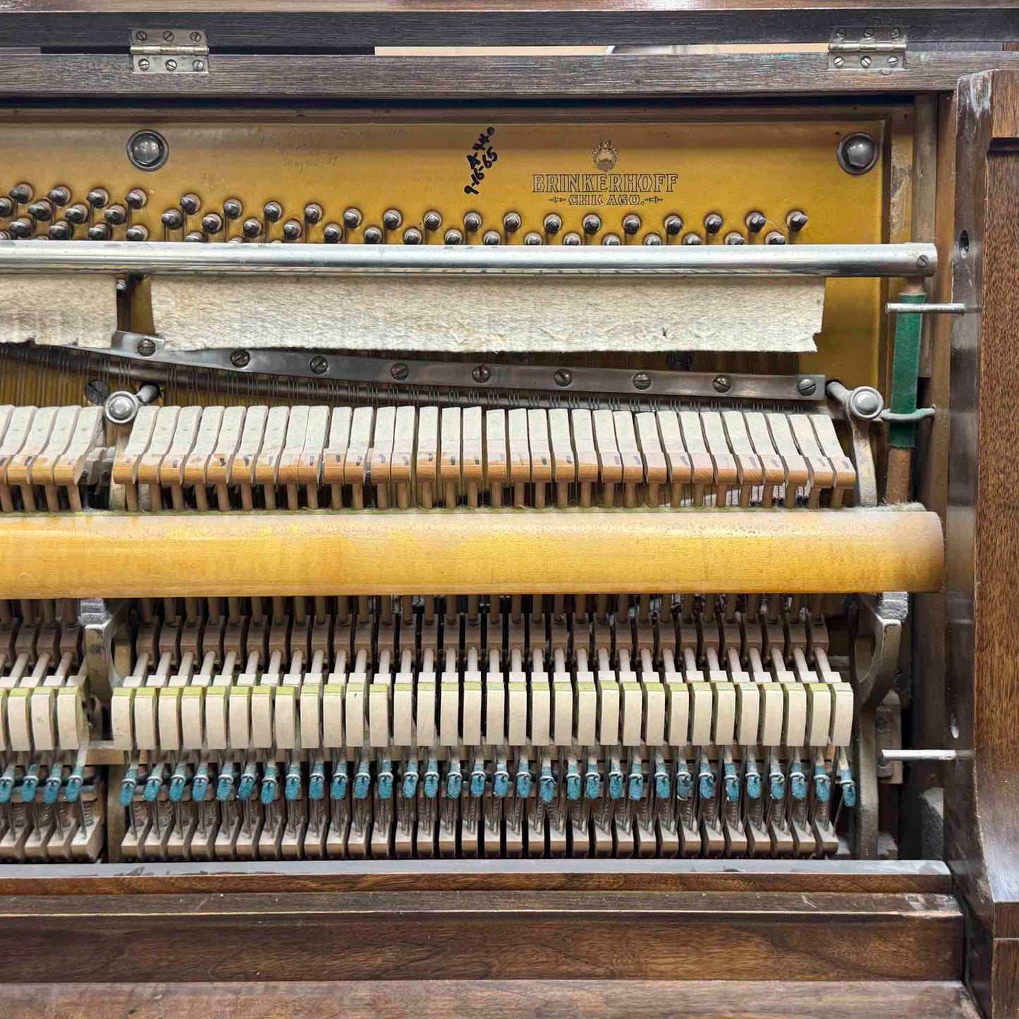 CURRENT SHOP WORK - 1924 Brinkerhoff 49" Wood Finish Commissioned Upright Piano