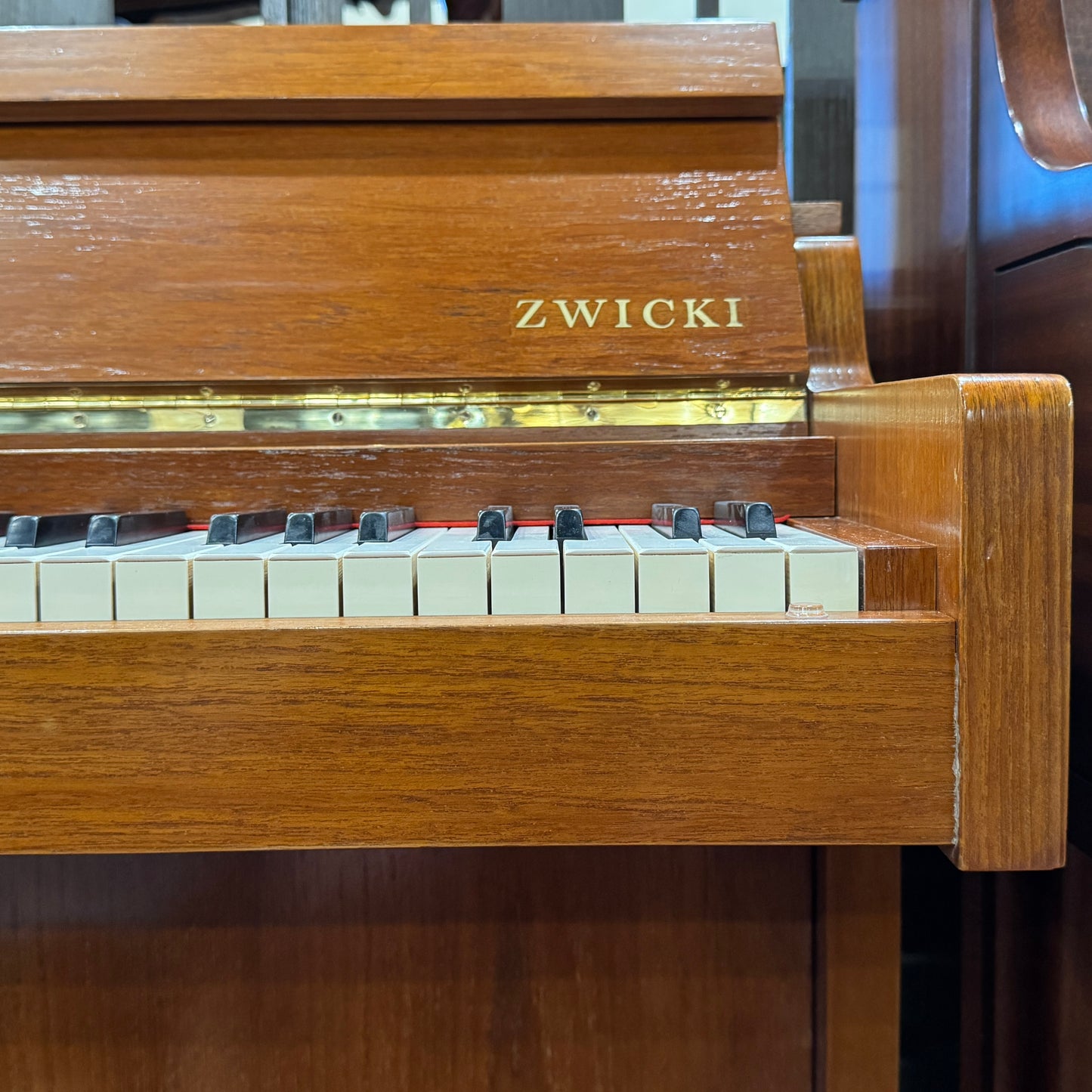 SOLD 1960 Louis Zwicki 36" Teak Wood Finish Spinet Piano