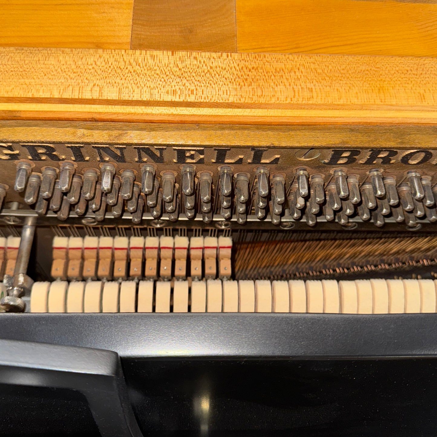 1956 Grinnell Bros 39" Satin Black Spinet Piano