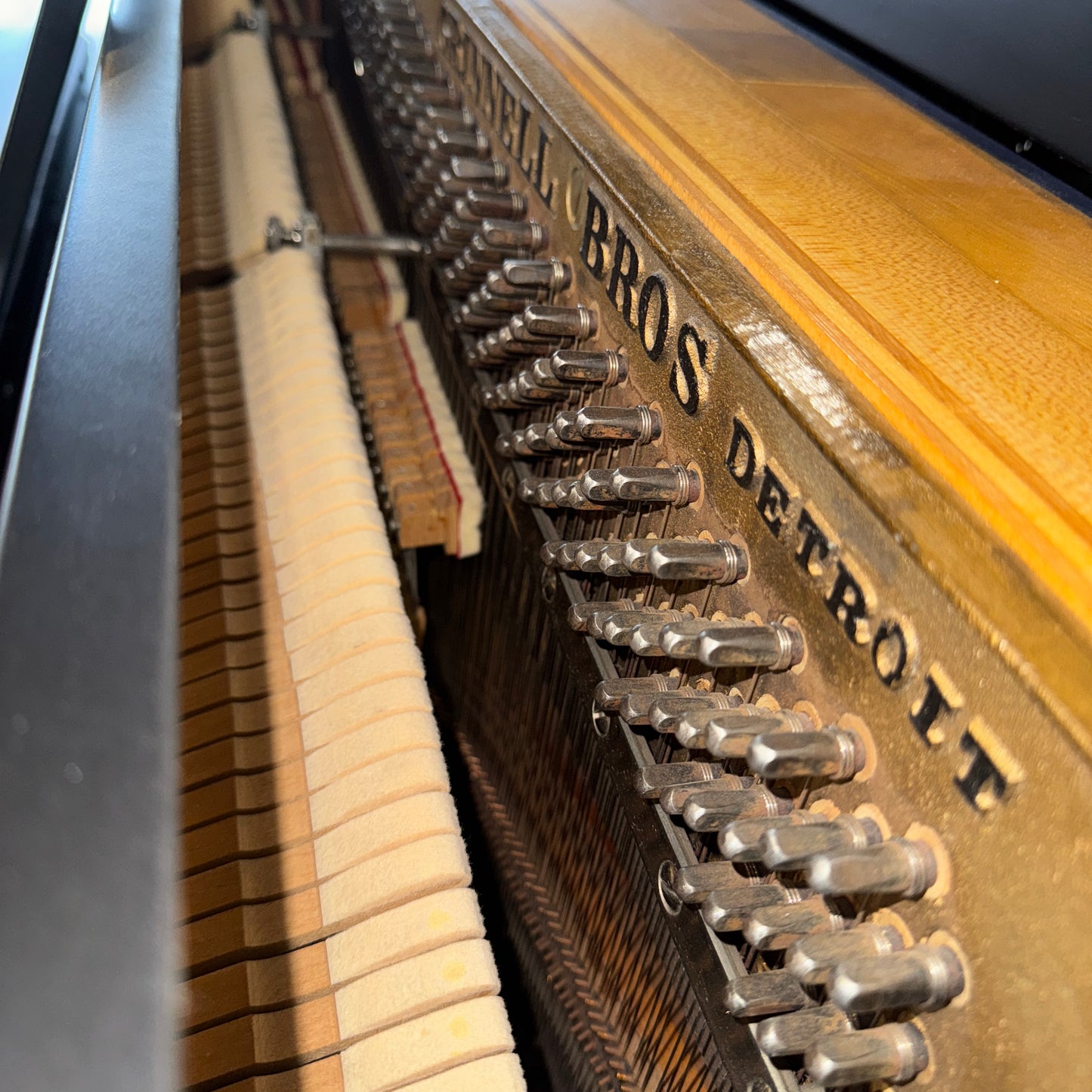 1956 Grinnell Bros 39" Satin Black Spinet Piano