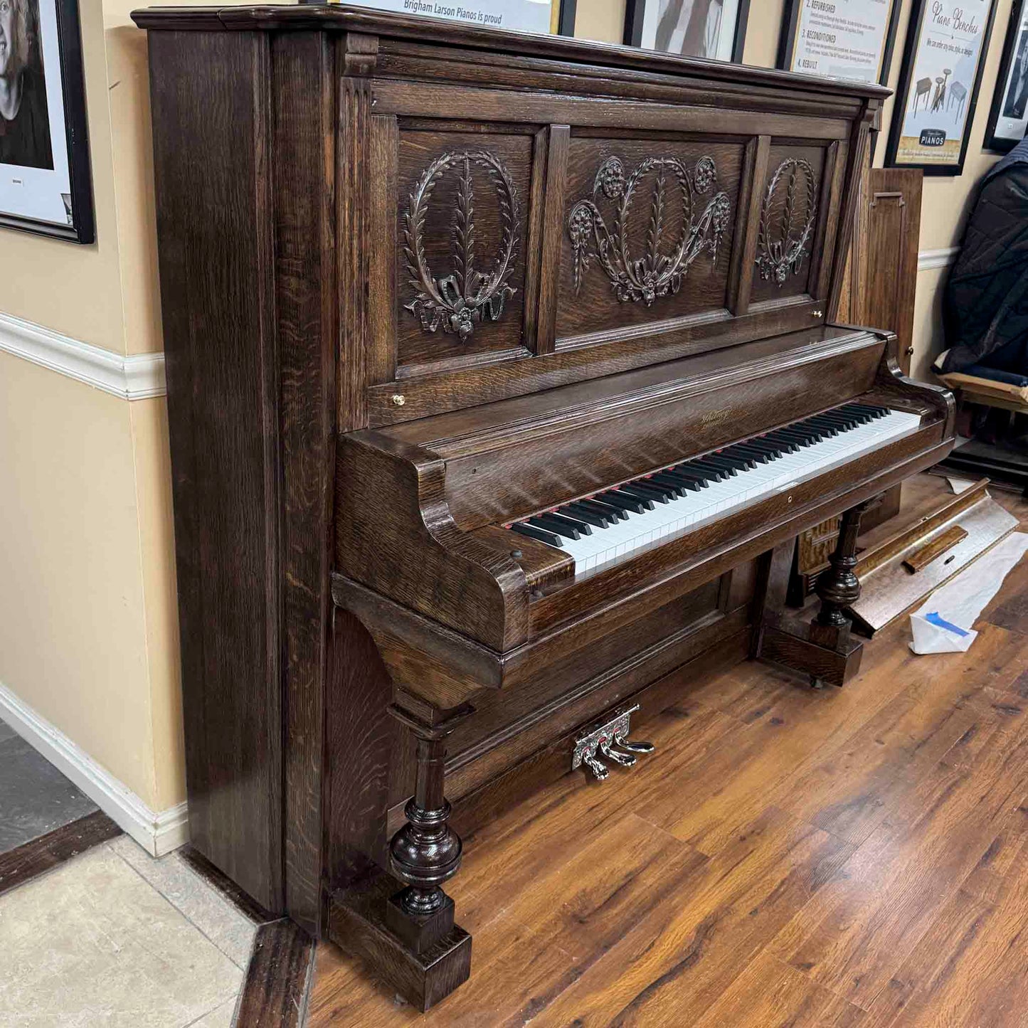 SOLD 1904 Whitney 56" Wood Finish Commissioned Upright Piano