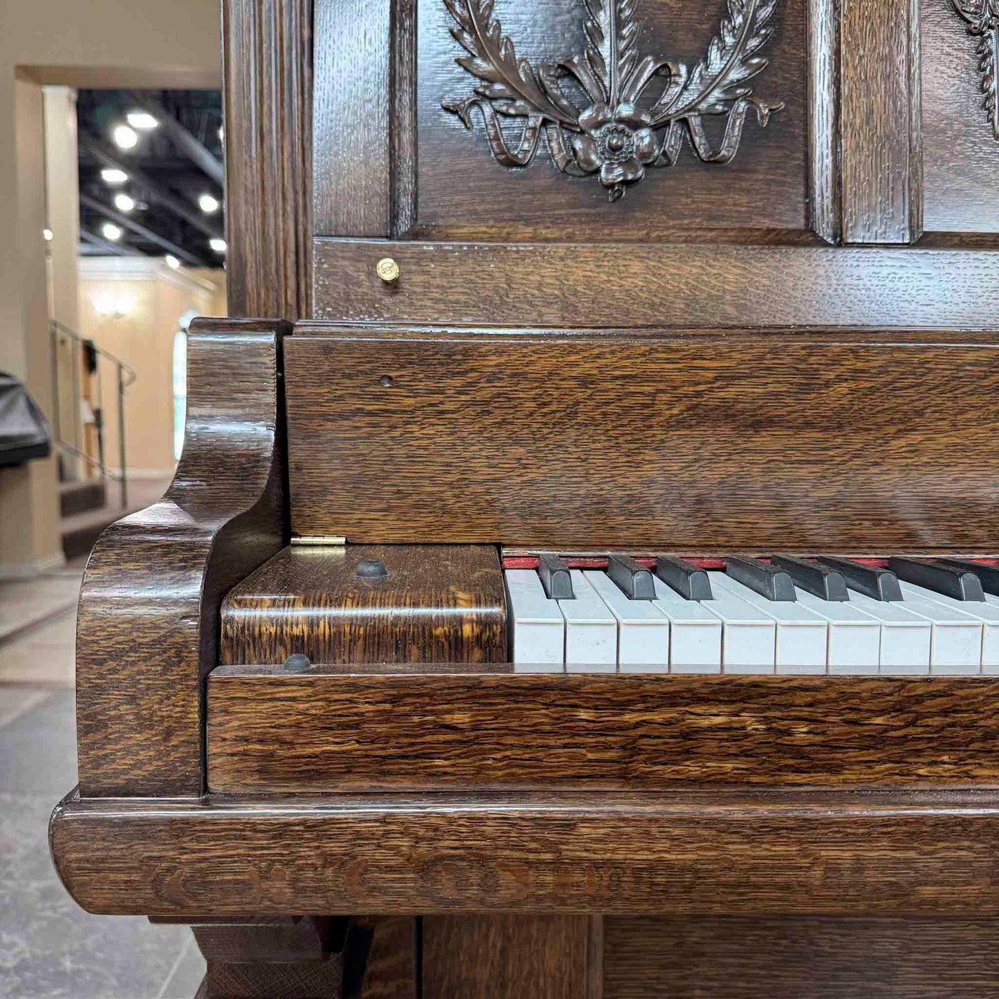 SOLD 1904 Whitney 56" Wood Finish Commissioned Upright Piano