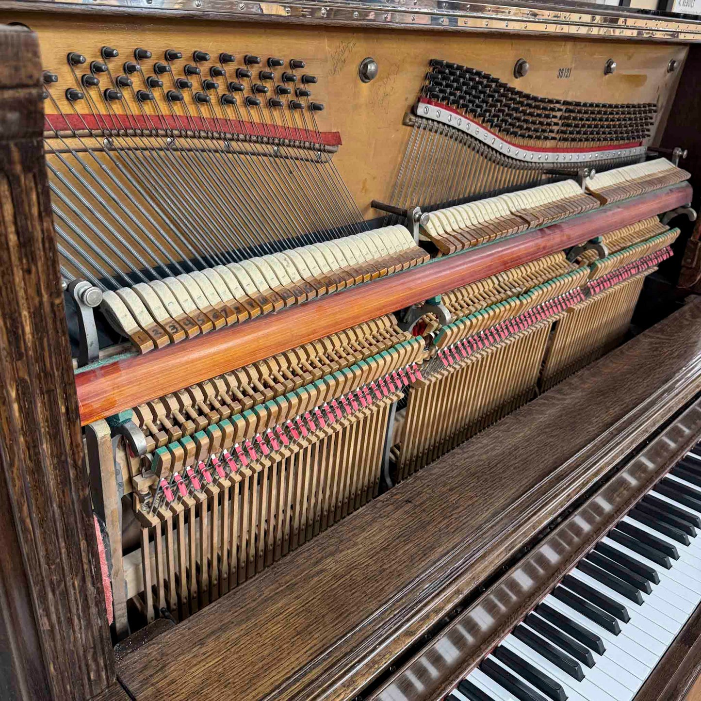 SOLD 1904 Whitney 56" Wood Finish Commissioned Upright Piano