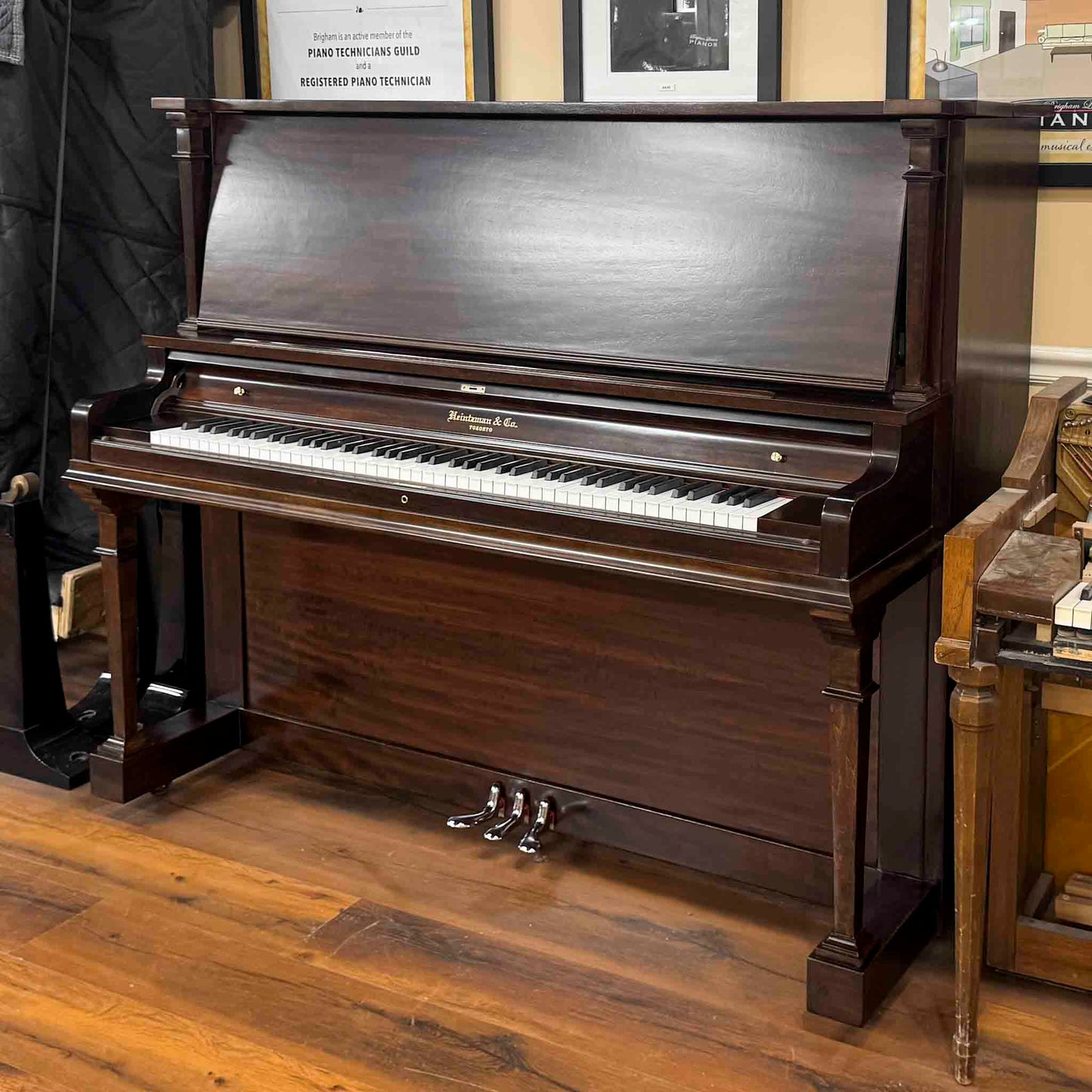 SOLD 1915 Heintzman 54" Wood Finish Commissioned Upright Piano