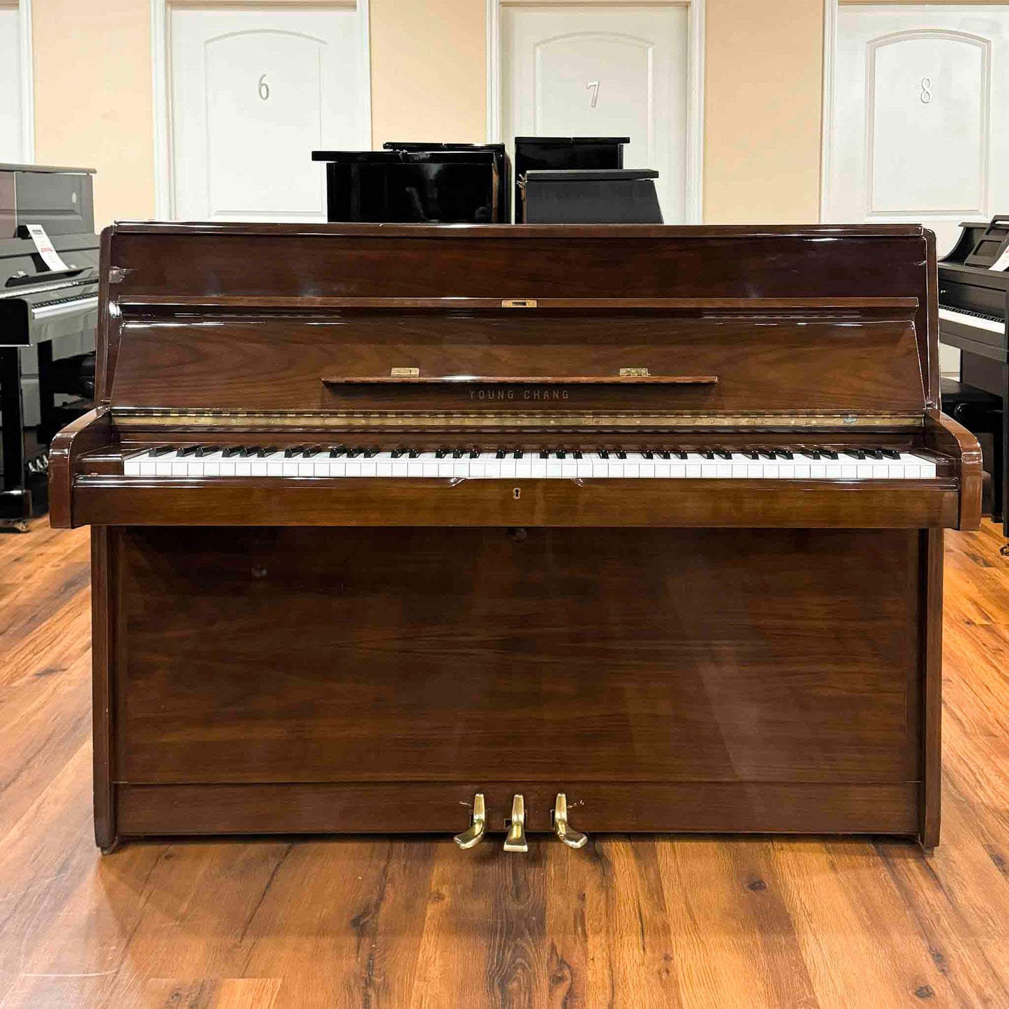 SOLD 1990 Young Chang U-109 43" Satin Black Console Piano