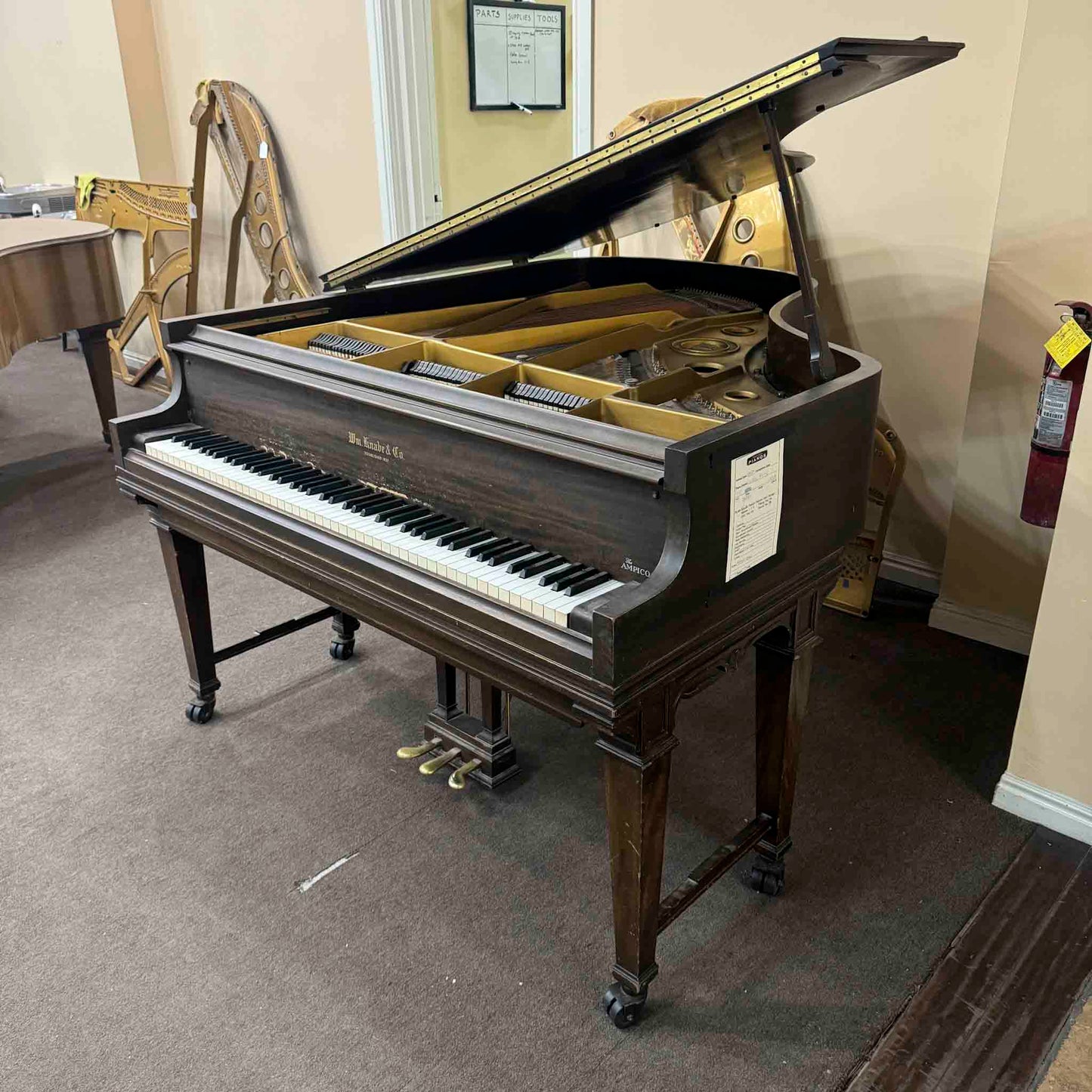 CURRENT SHOP WORK - 1935 Knabe 5'4" Wood Finish Commissioned Player Grand Piano