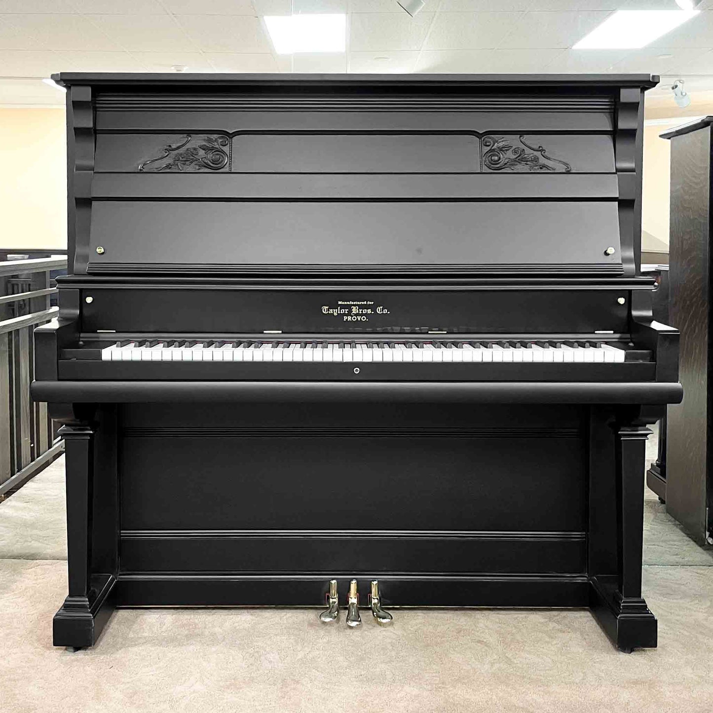 SOLD Taylor Bros. Co. Commissioned Satin Black Upright Piano