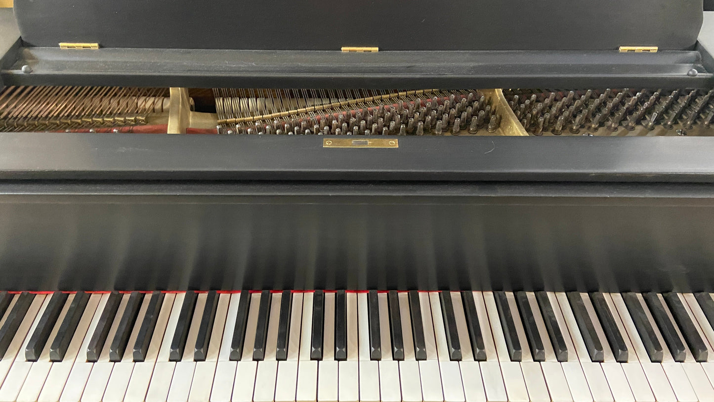 Image 6 of Black Satin Refinished Grand Piano with ORIGINAL Ebony Keytops That Look Like NEW! with QRS Self Playing System